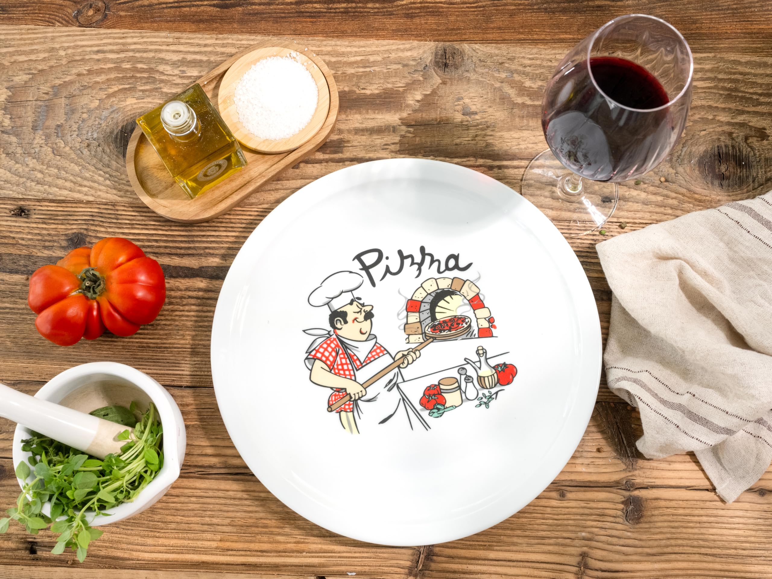 CreaTable 24439 Pizzateller Milano-Pizzabäcker 4-tlg. 4 Personen Pizzateller