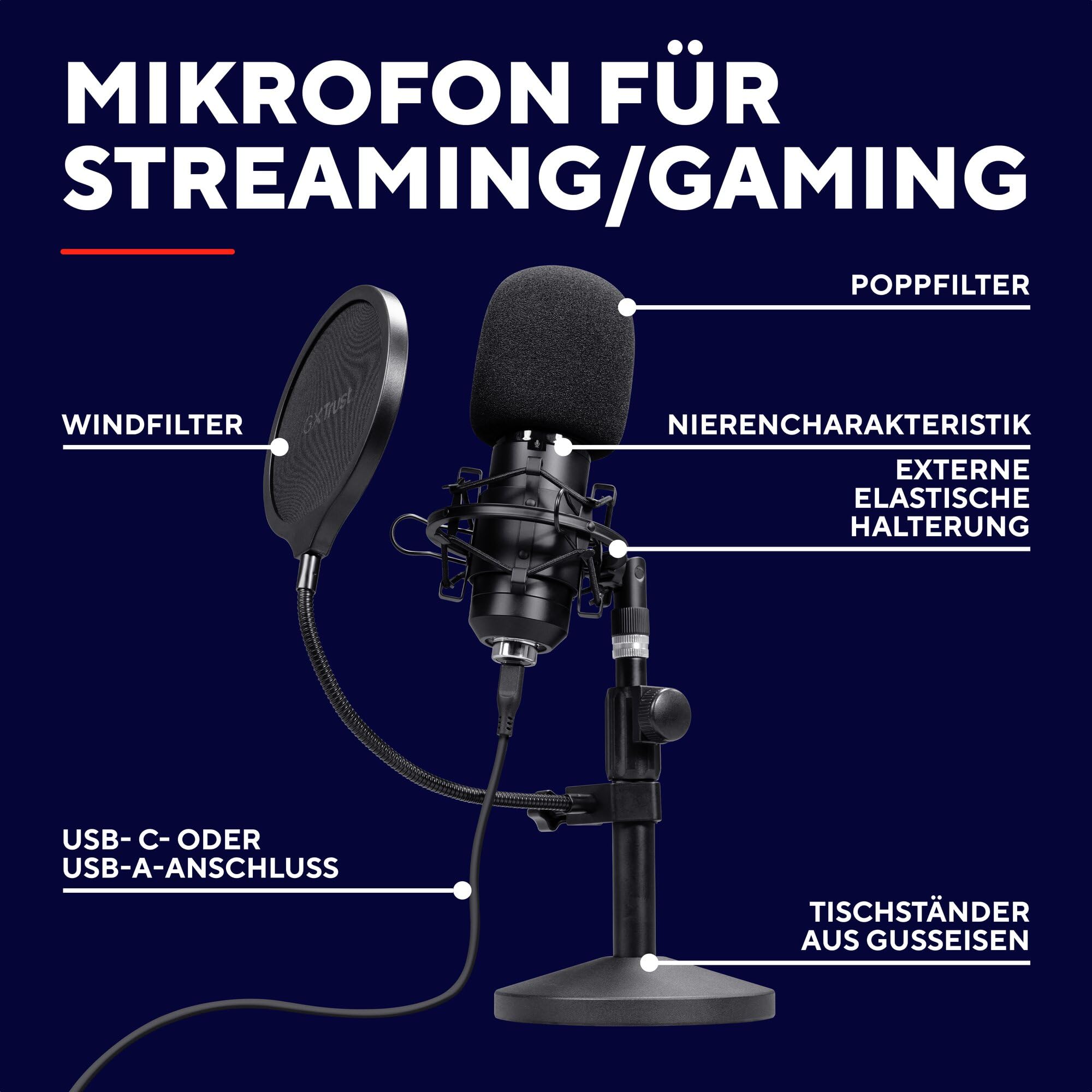 GXTrust 269 Emita II Mikrofon mit Verstellbarer Mic Ständer