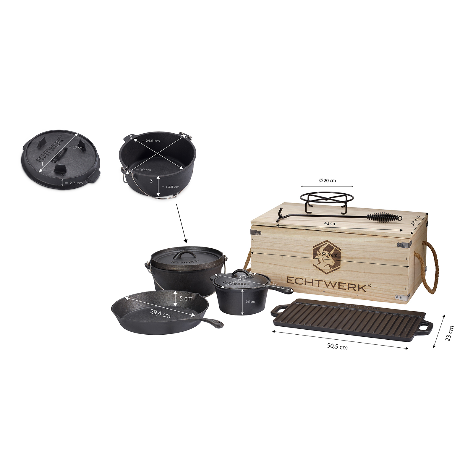 Echtwerk Dutch Oven Set 7tlg Holzkiste