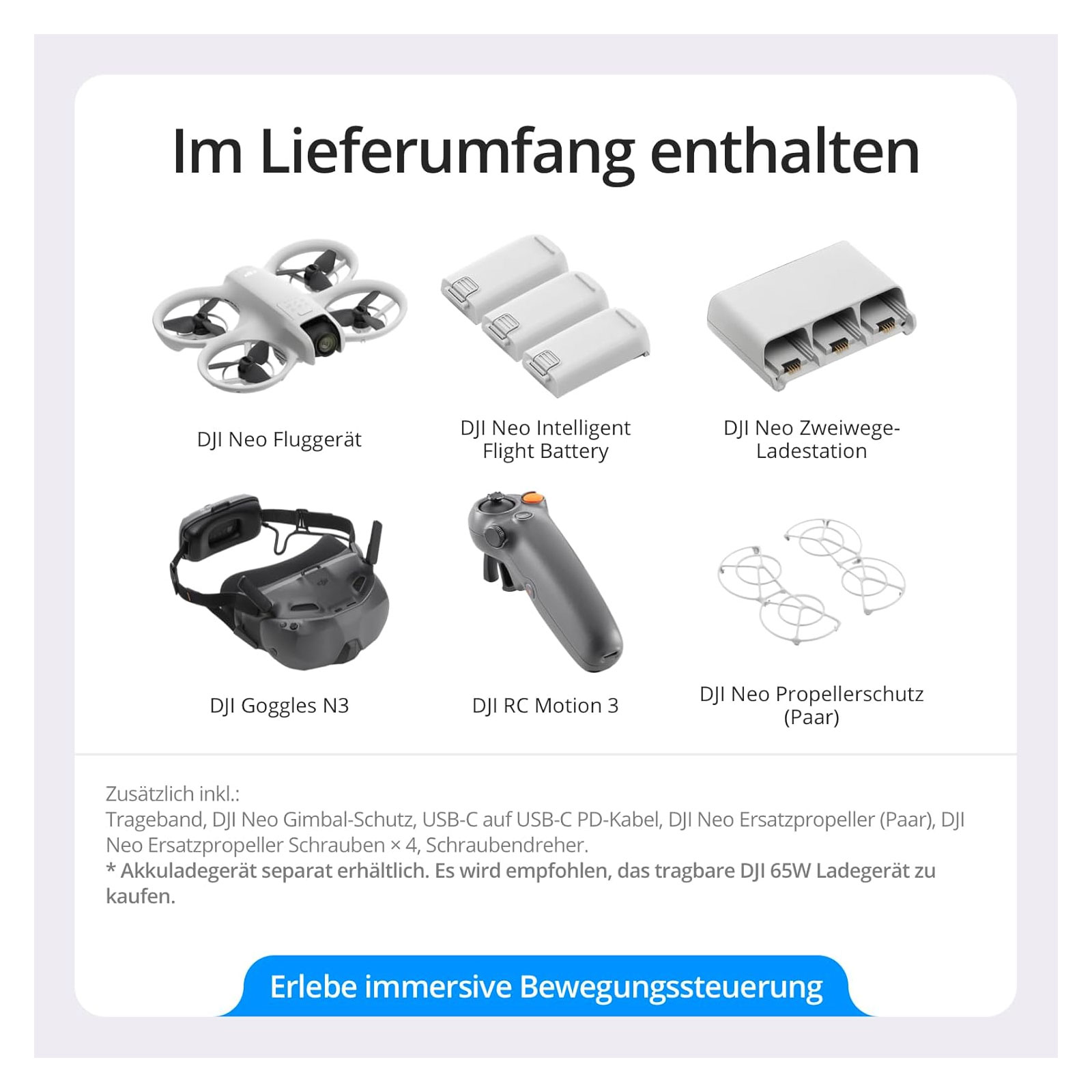DJI Neo Motion Fly More Combo, Mini drohne mit 4K UHD-Kamera für Erwachsene