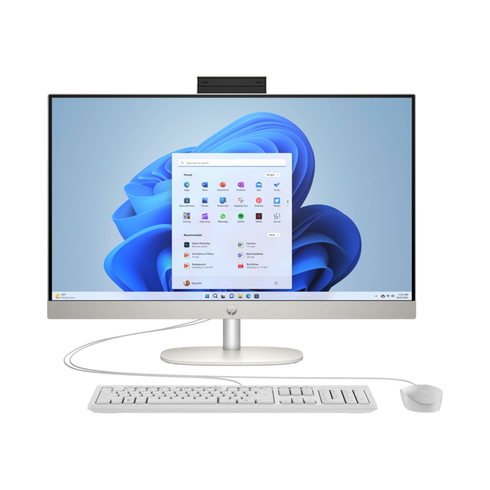 HP 27-cr0655ng, Weiß, 27 Zoll, Full HD, IPS, AMD Ryzen 5 7520U, 16 GB, 1 TB SSD