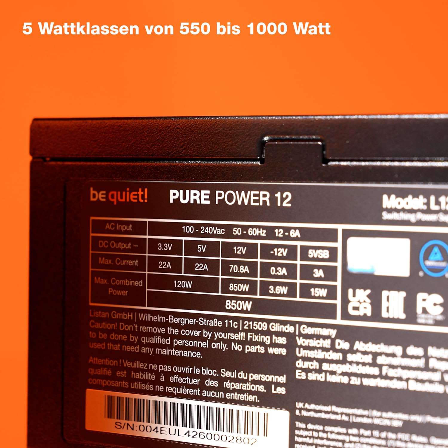 be quiet! Pure Power 12 650W Netzteil, 80 Plus® Gold Effizienz