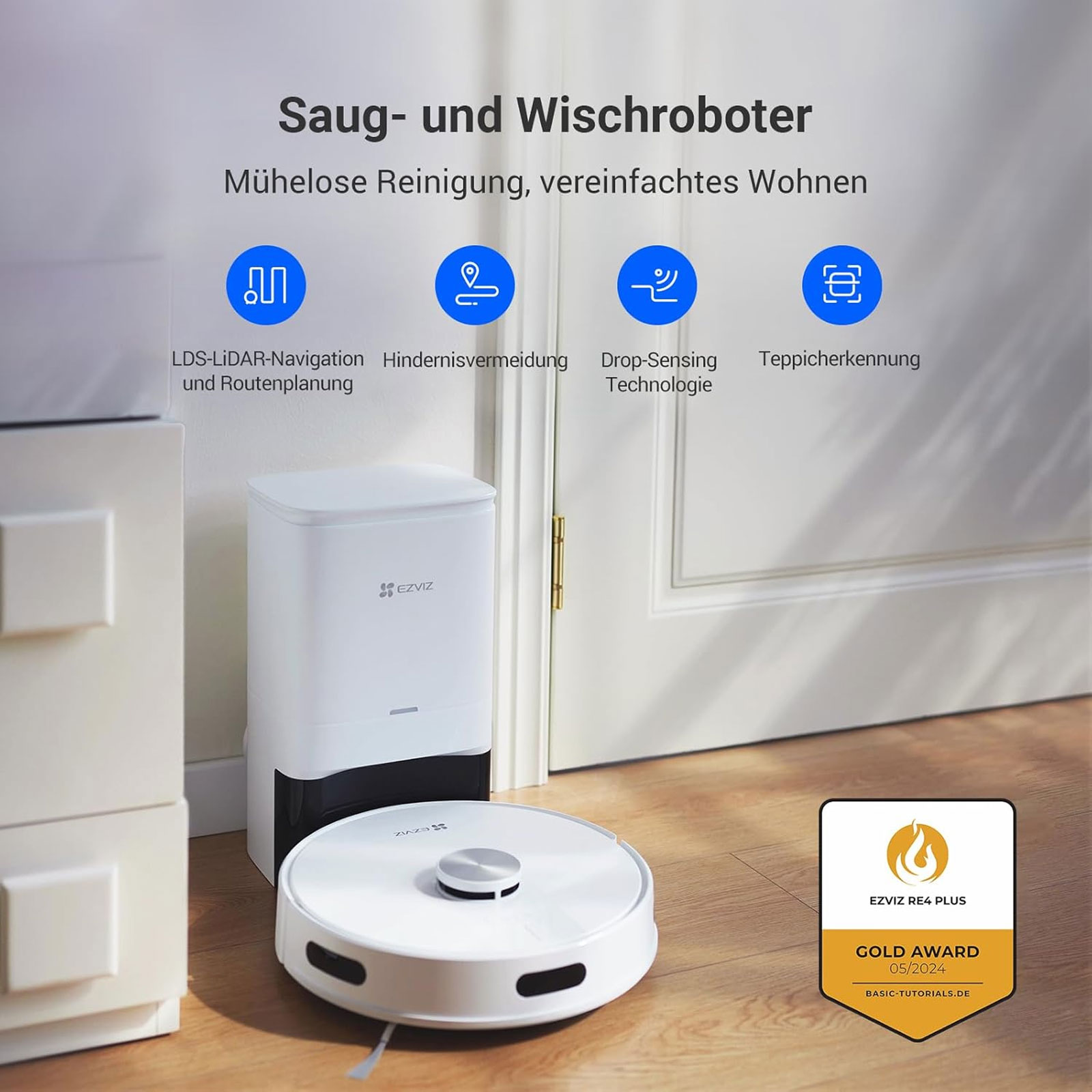 EZVIZ RE4 Plus Saugroboter mit Wischfunktion