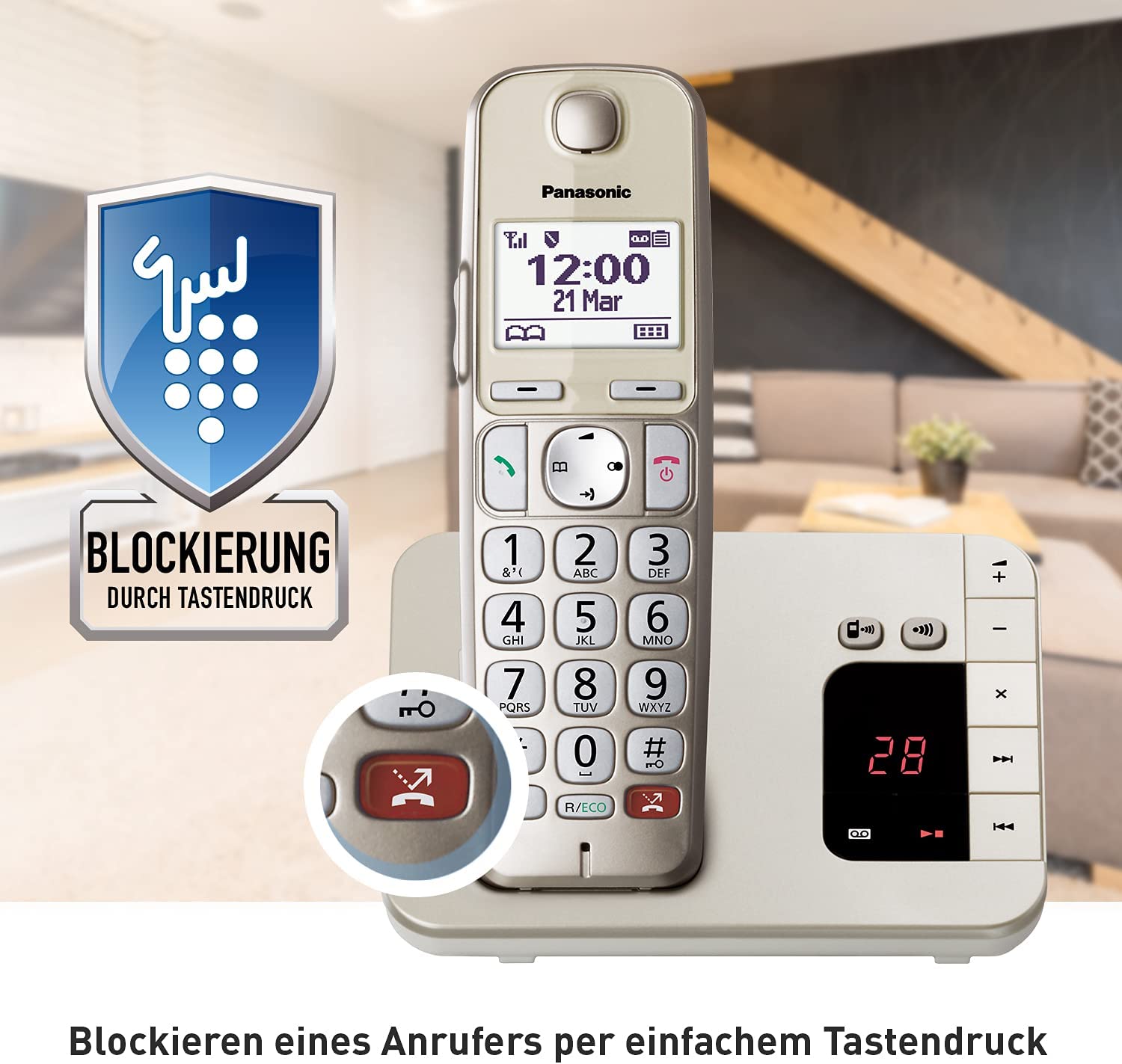 Panasonic KX-TGE260GN champagner Schnurloses-Telefon