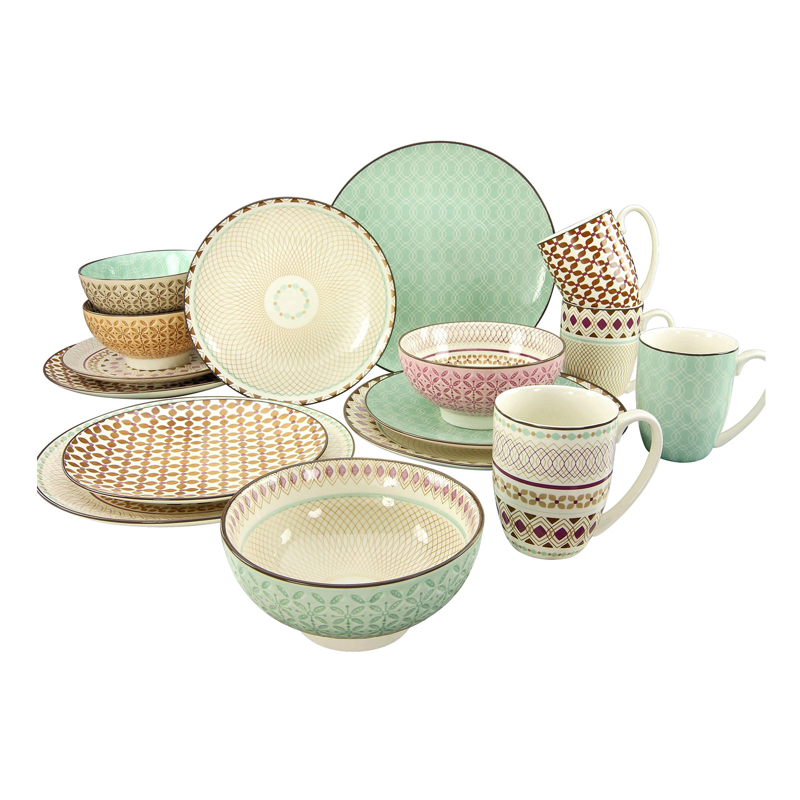 CreaTable, 20310, Serie MANDALA, Geschirrset Kombiservice 16 teilig