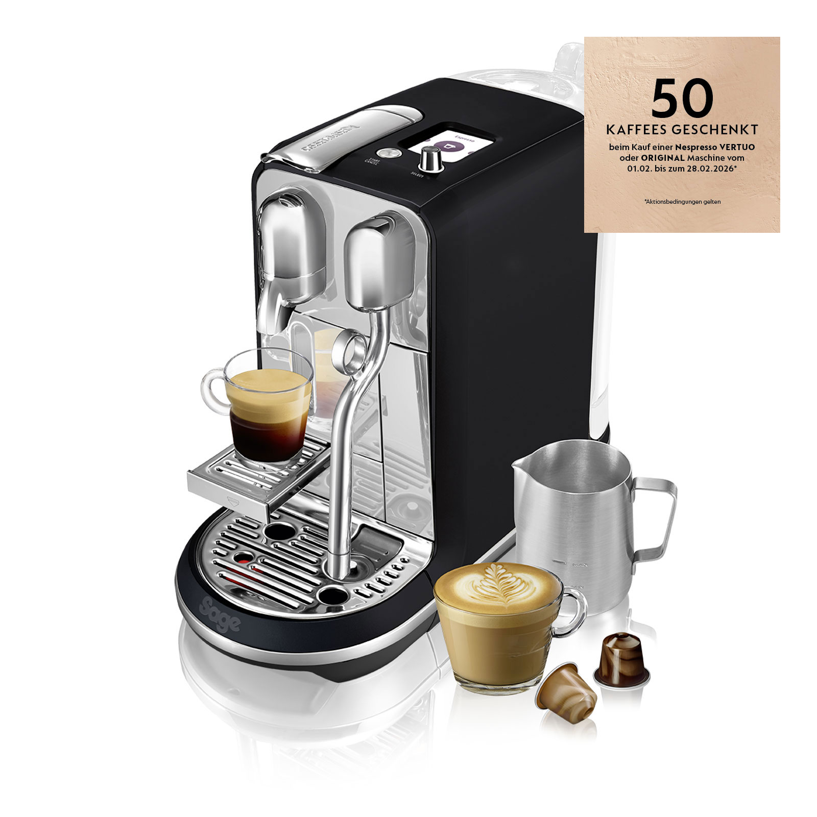 Sage the Creatista Plus SNE800BTR Trüffelschwarz Nespresso-Kapselmaschine