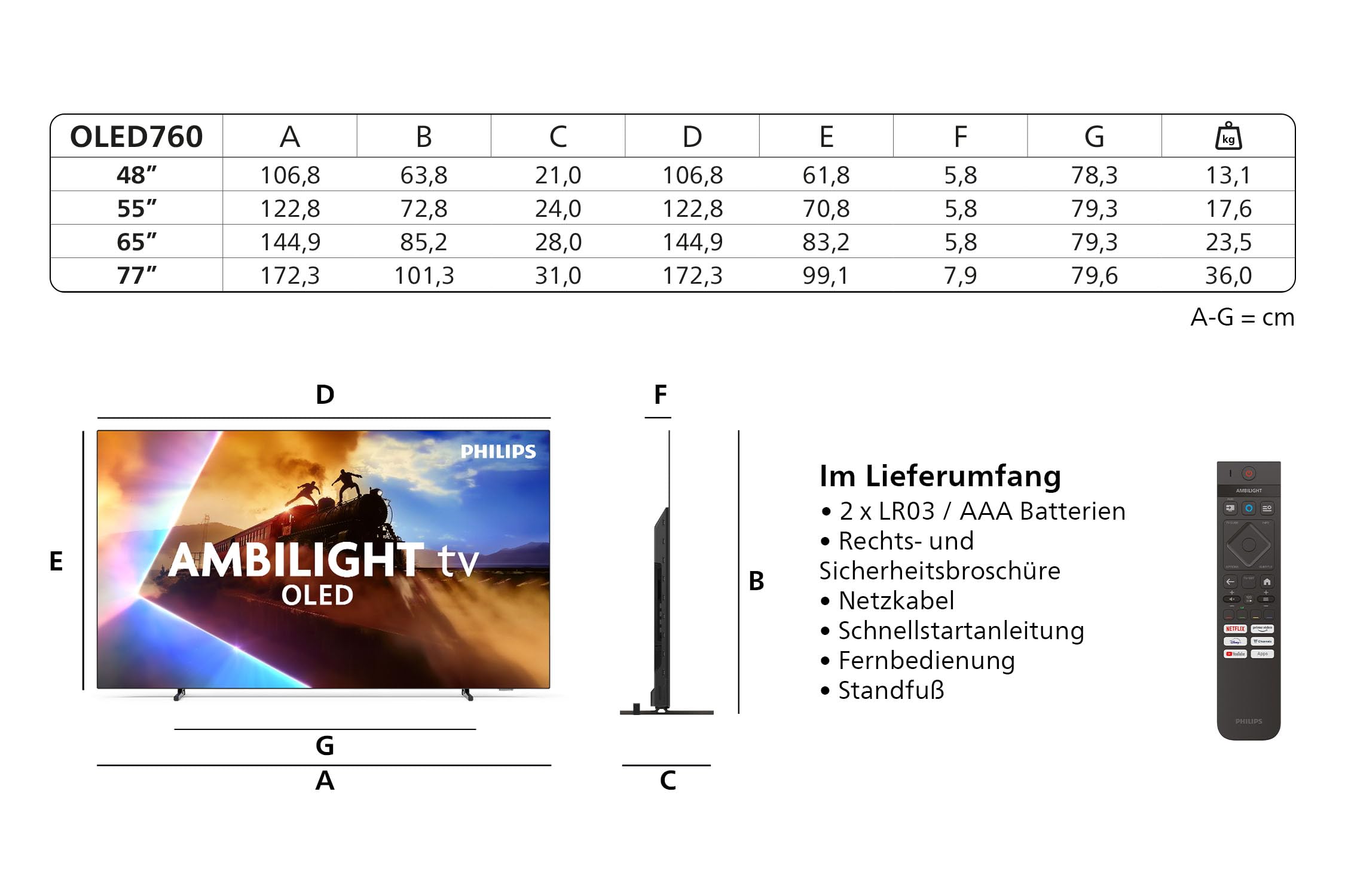 Philips Ambilight 55OLED760 4K OLED Smart TV - 55 Zoll Display
