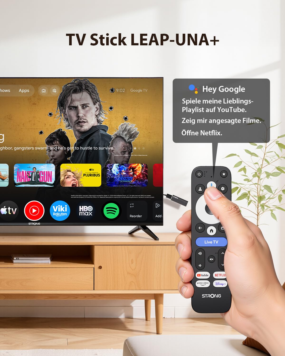 STRONG LEAP-UNA+ TV Stick with Android 14, 8GB Storage
