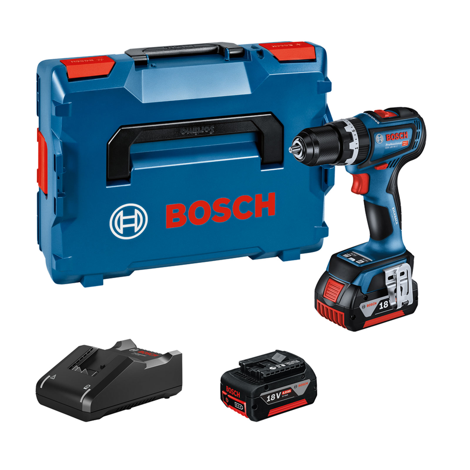 Bosch Professional PB_ON GSB 18V-90 C 2x4,0Ah, L-BOXX