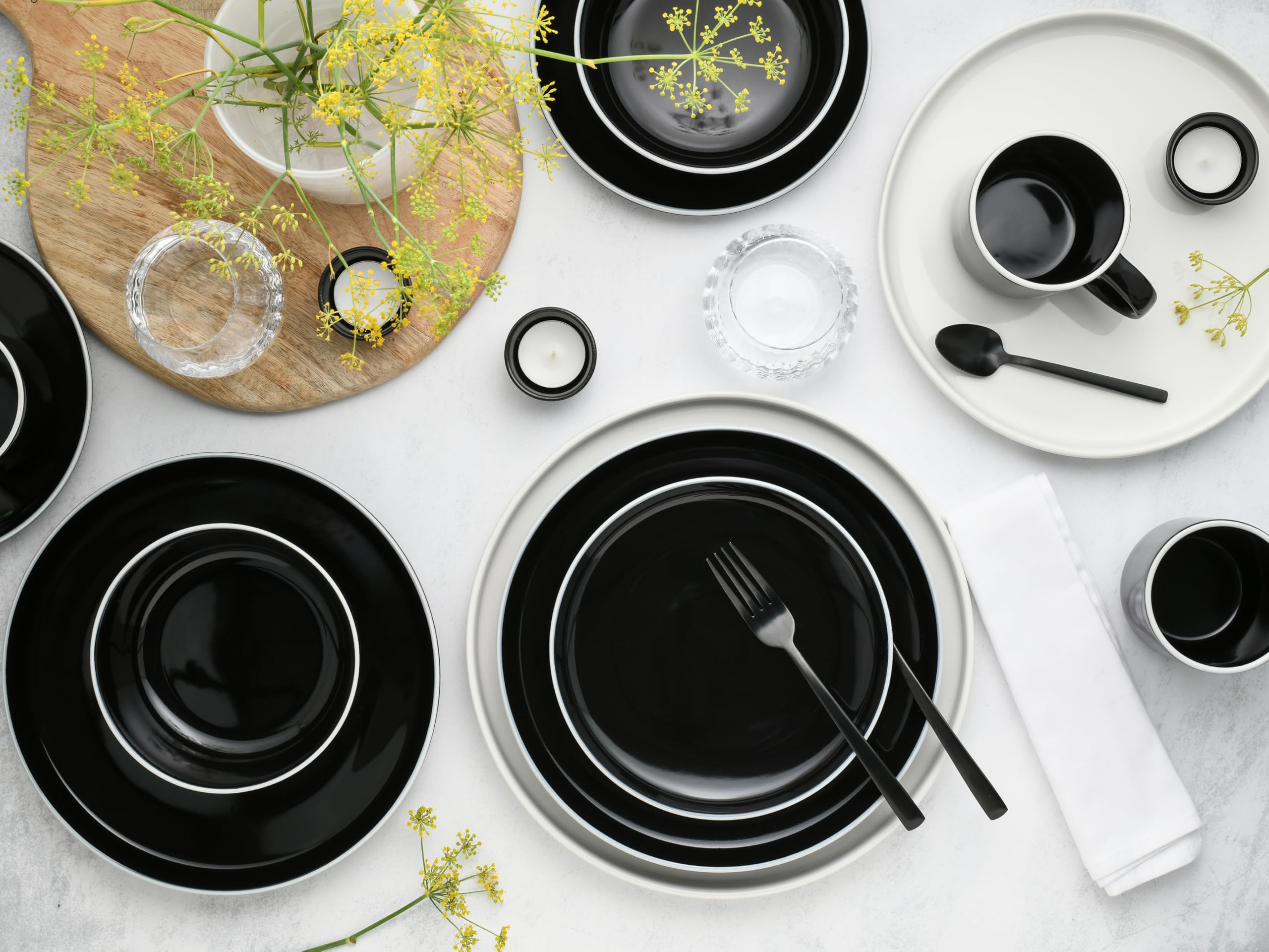 CreaTable 24803 Kombiservice Serie Nordic Gourmet Schwarz 16-tlg. 4 Personen
