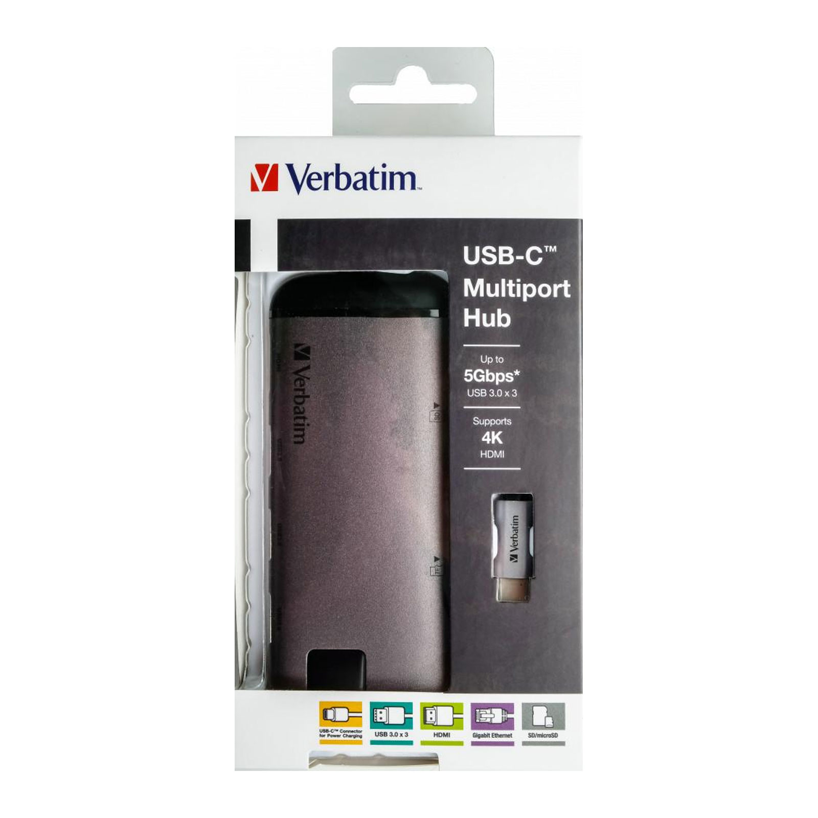 Verbatim USB-C Multiport Hub 3x USB 3.1, HDMI, SD, RJ45 Adapter Schwarz