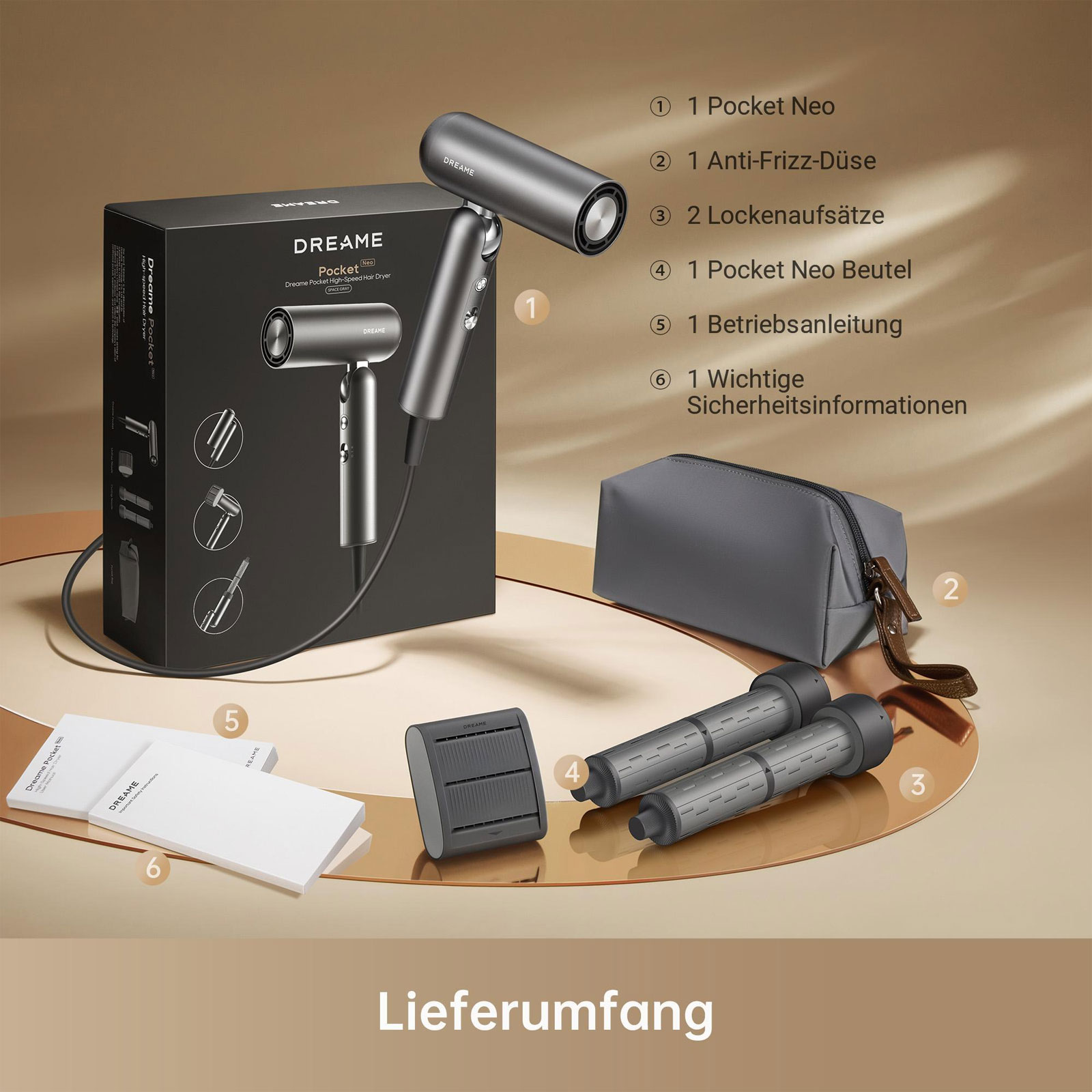 dreame Pocket Neo Grau Haartrockner