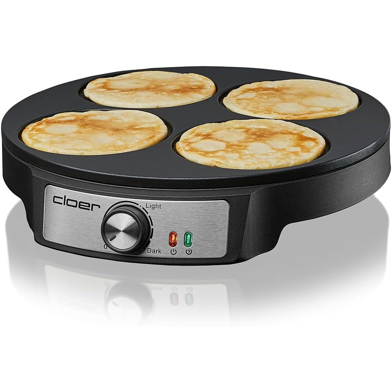 CLOER 6625 Pancake Maker (1200 Watt, Antihaftbeschichtung, vier Pfannkuchen (11 cm Ø))