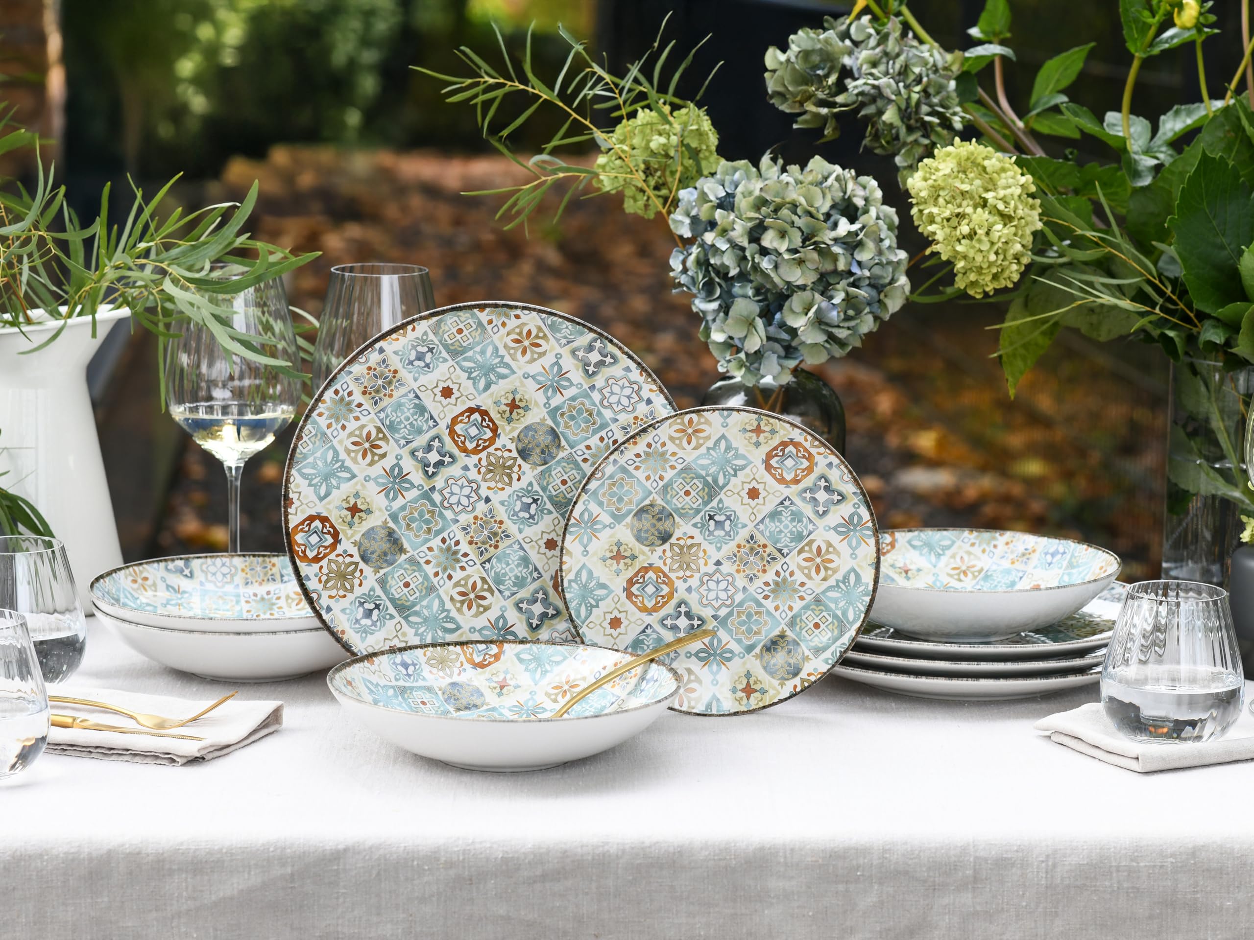 CreaTable, 24157, Serie Mosaik, 12-teiliges Geschirrset für 4 Personen