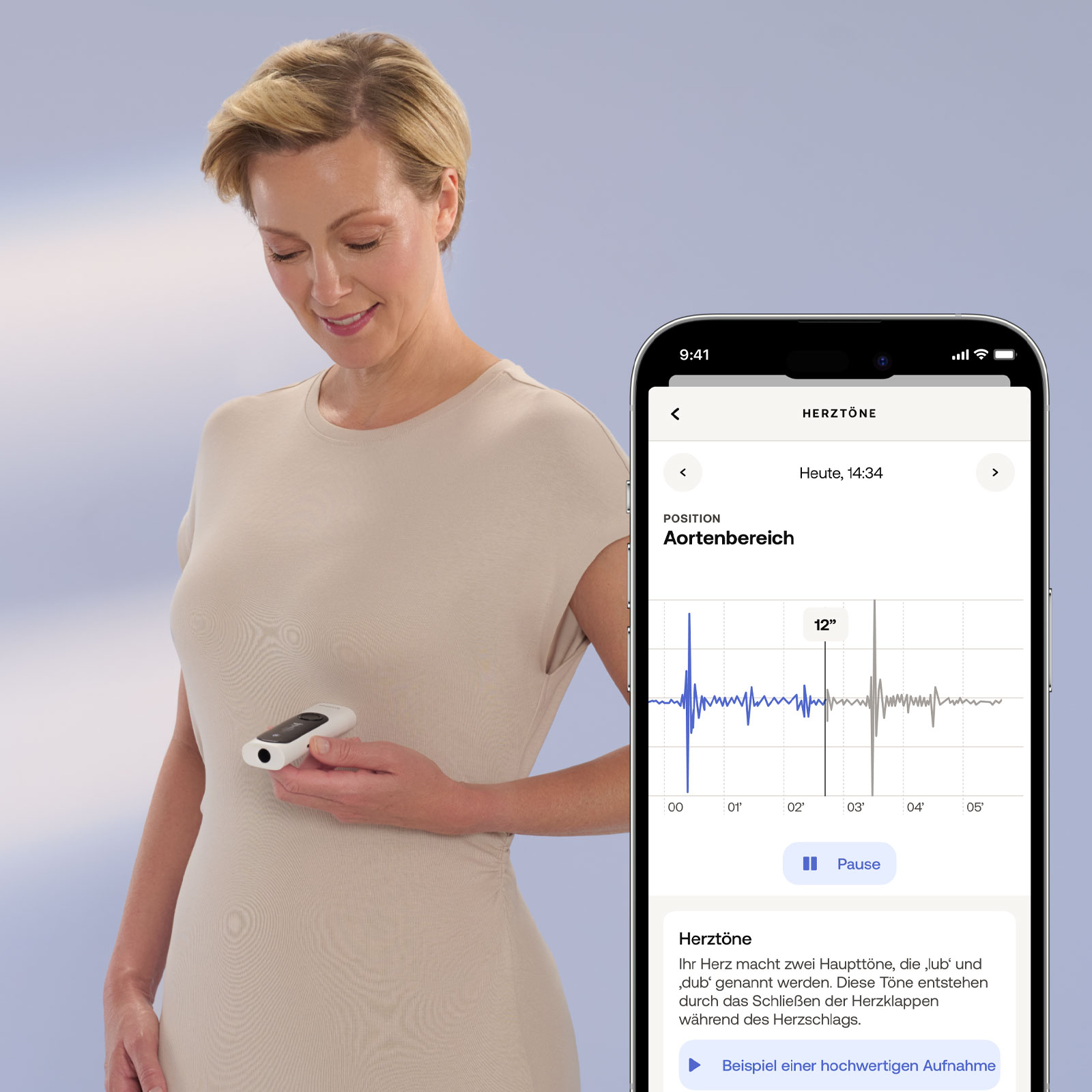 Withings BeamO 4-in-1 Gesundheits-MultiScan Fieberthermometer (EKG, kontaktloses Thermometer, Oximeter, Stethoskop, USB-C, Withings App)
