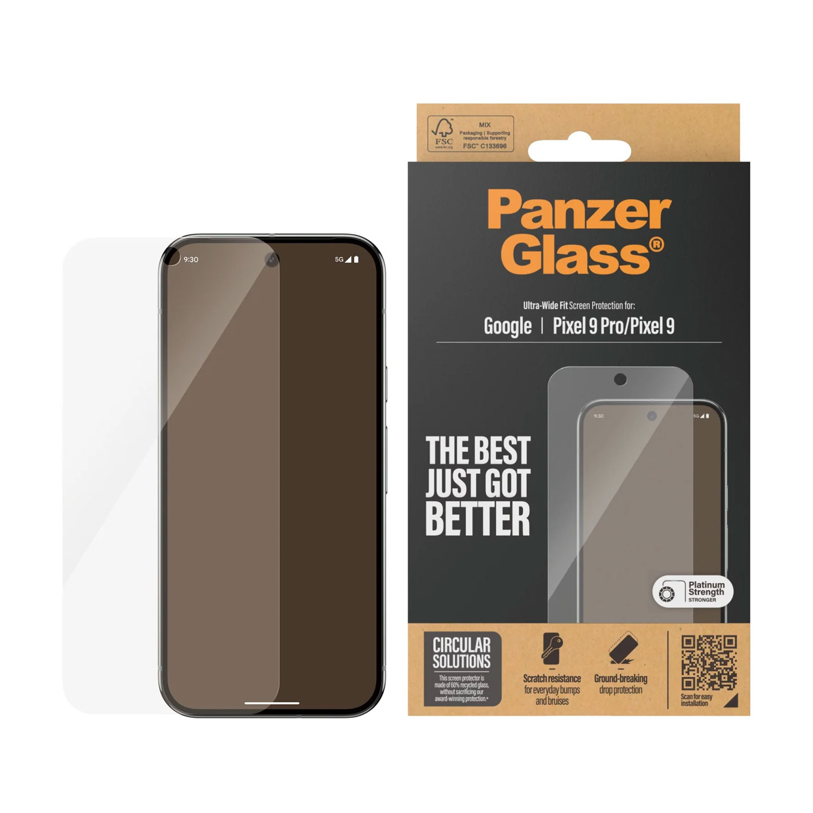 PanzerGlass Displayschutz Google Pixel 9 | 9 Pro | Ultra-Wide Fit