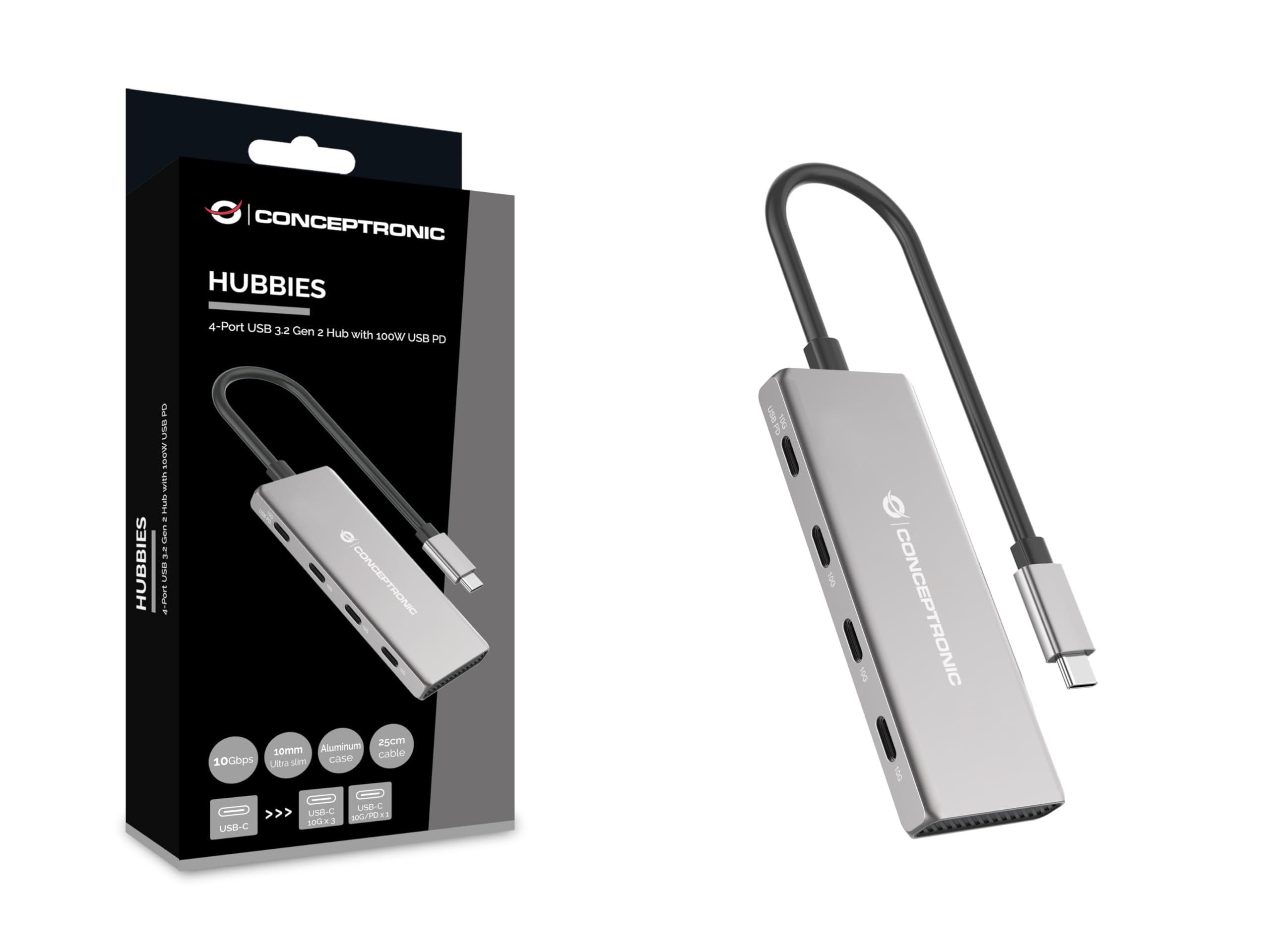 Conceptronic HUBBIES16G 4-Port USB 3.2 Gen 2 Hub