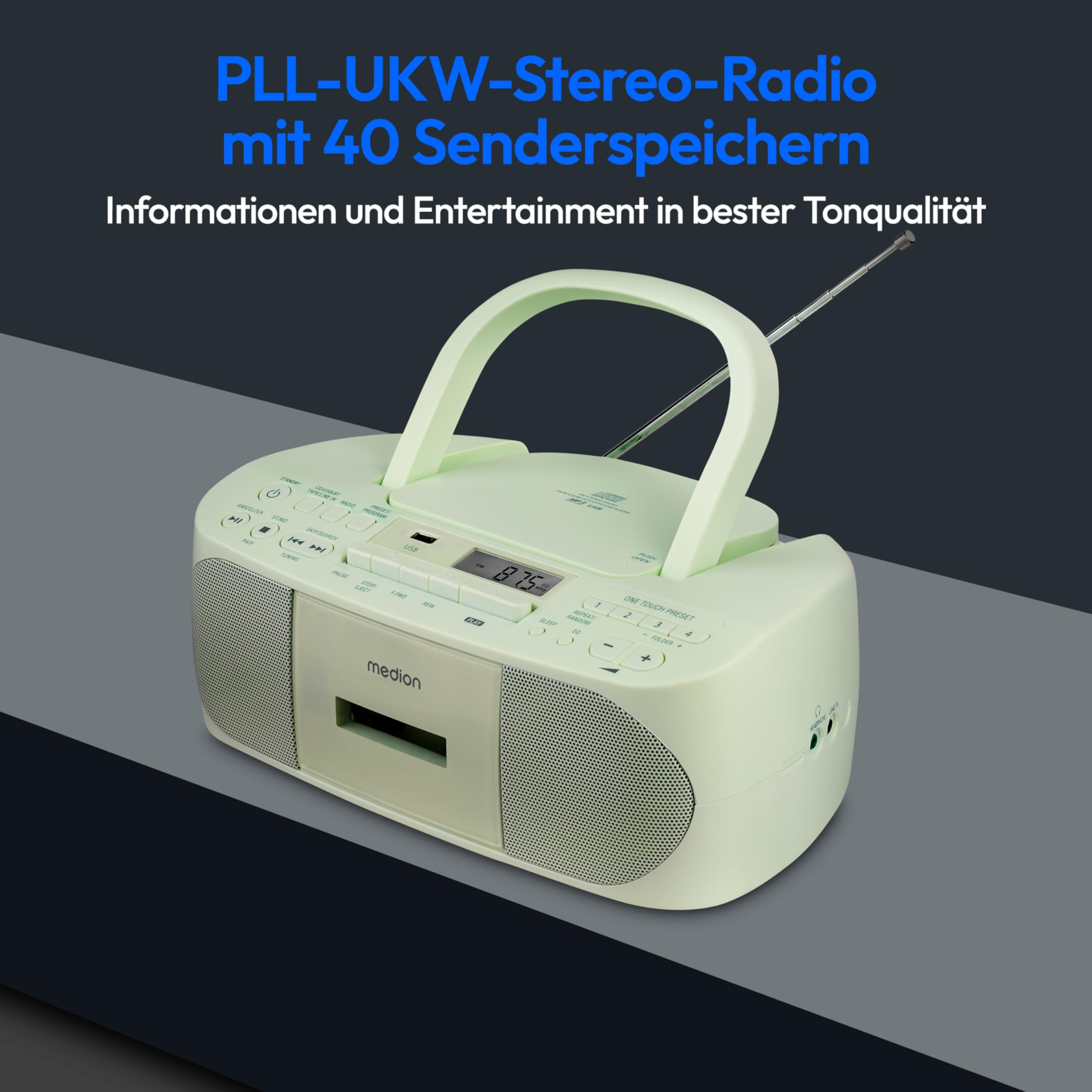 Medion LIFE E65010 Boombox Radiorekorder USB mit CD-Spieler und Kassettendeck