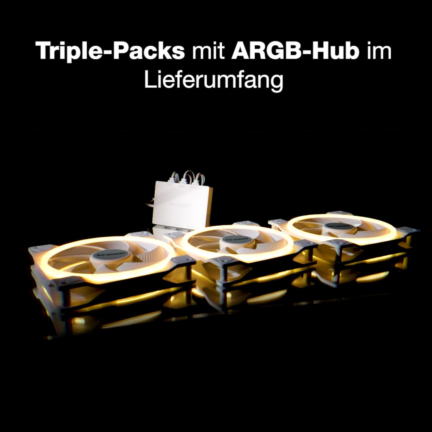 be quiet! Light Wings White 140mm PWM Triple Pack Gehäuselüfter