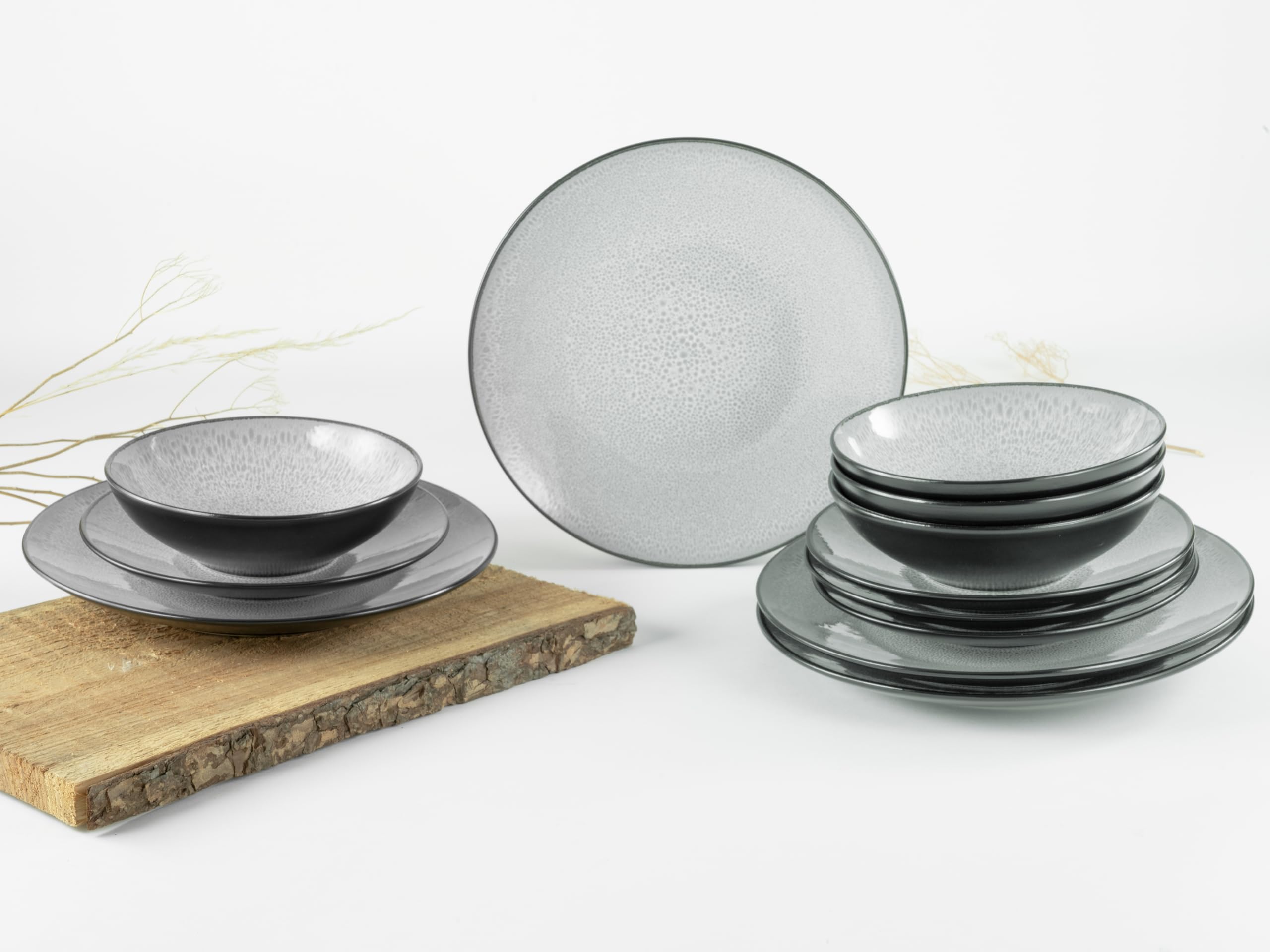 CreaTable 23963 Teller Set Serie Malmö 12-tlg Geschirrset 4 Personen