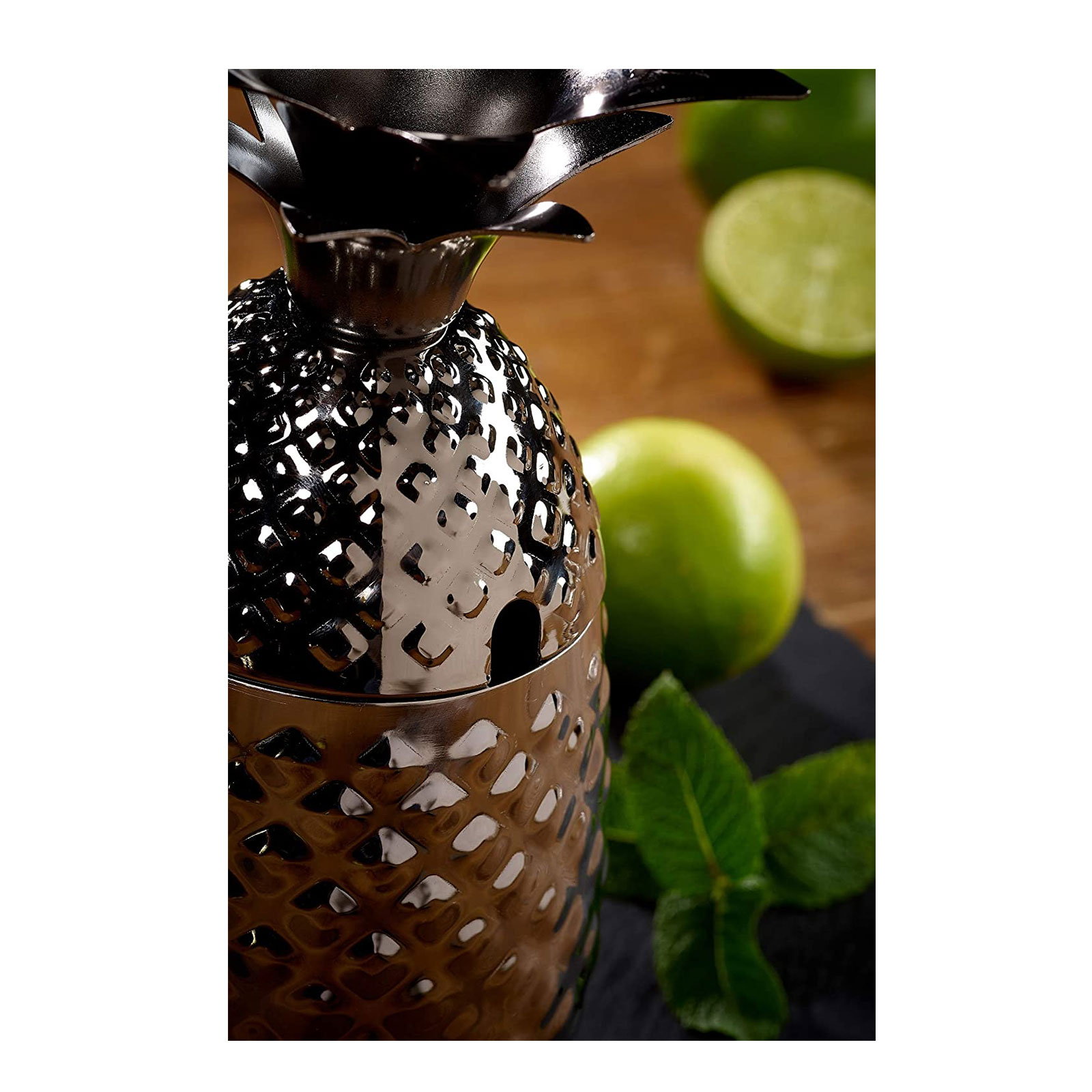 ECHTWERK Ananas Cocktail Tasse / Ananasbecher aus hochwertigem Edelstahl inklusive dekorativer Geschenkbox, 500 ml, 9,3 x 20 cm