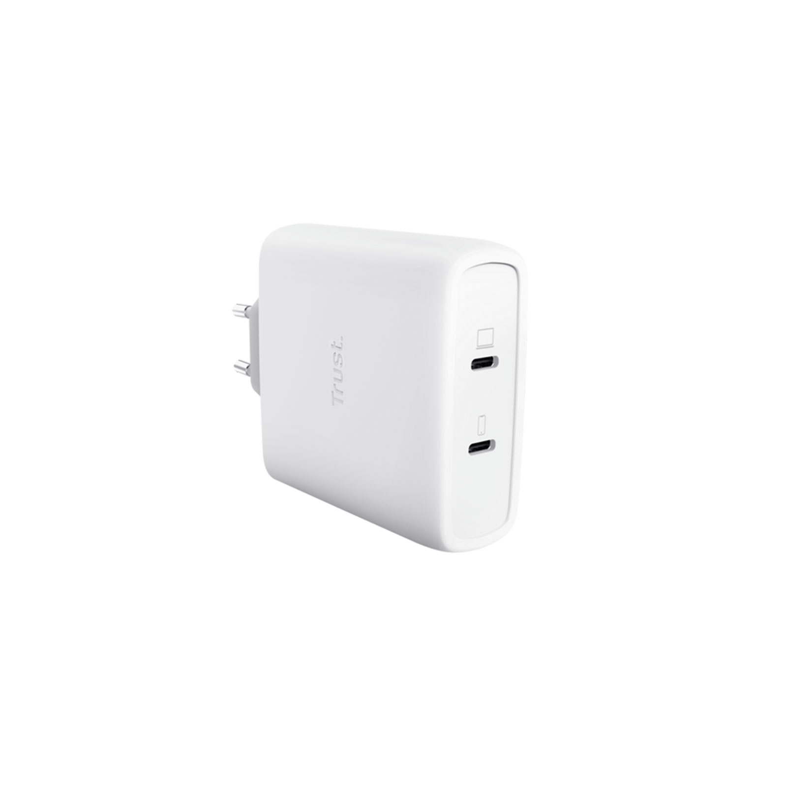 Trust Maxo USB-C-GaN-Ladegerät 100 W mit 2 USB-C-Anschlüssen, Weiß (25528)