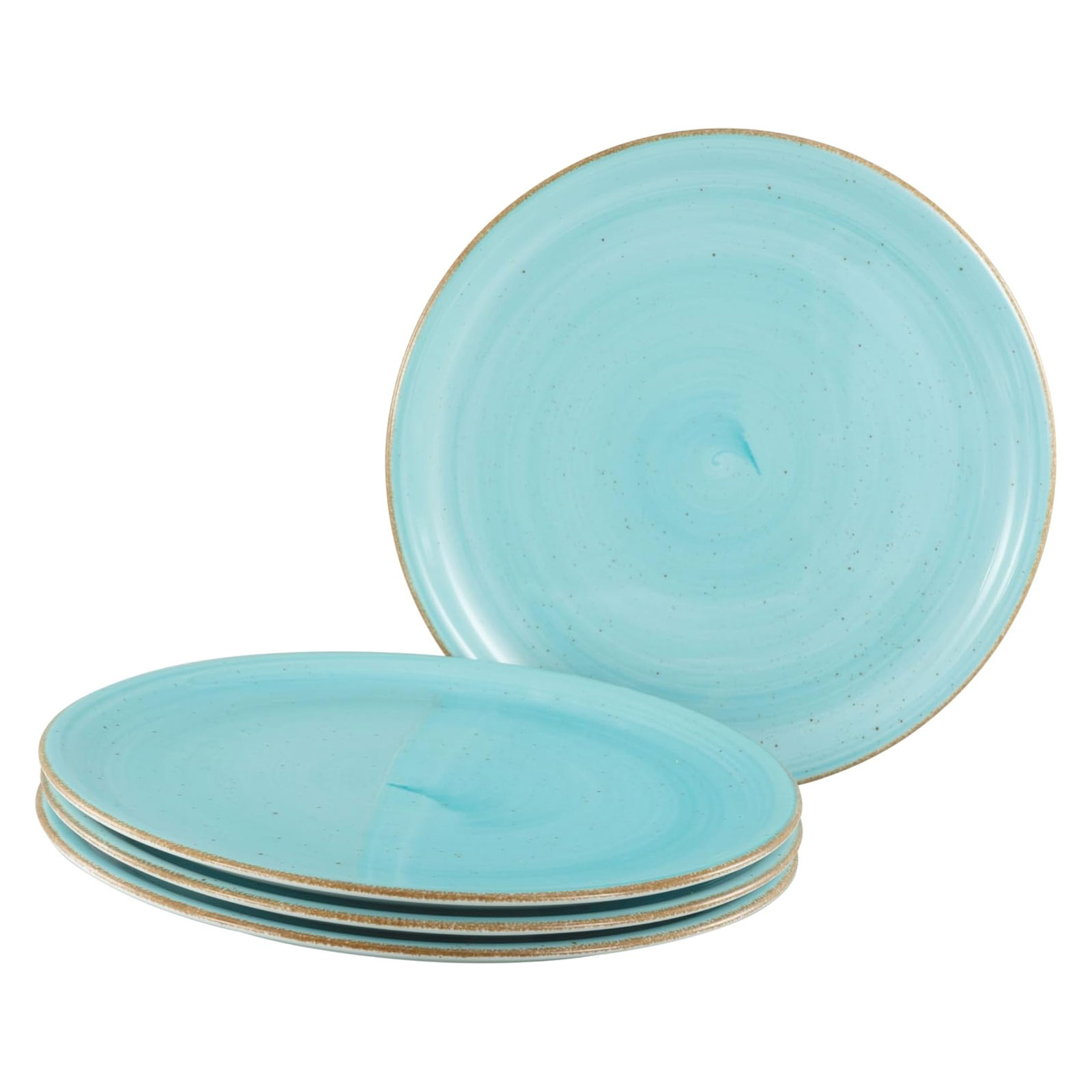 CreaTable, 34045, Serie Vintage Nature Aqua, 4-teiliges Geschirrset, Pizzateller aus Porzellan, spülmaschinen- und mikrowellengeeignet, Made in Europe