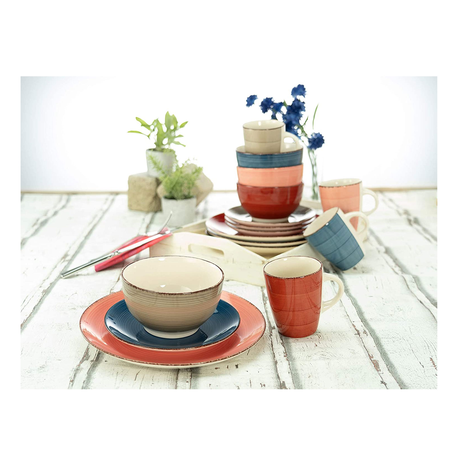 Creatable, 22855, Serie Bella Casa COTTAGE, Geschirrset, Kombiservice 16 teilig, Steinzeug