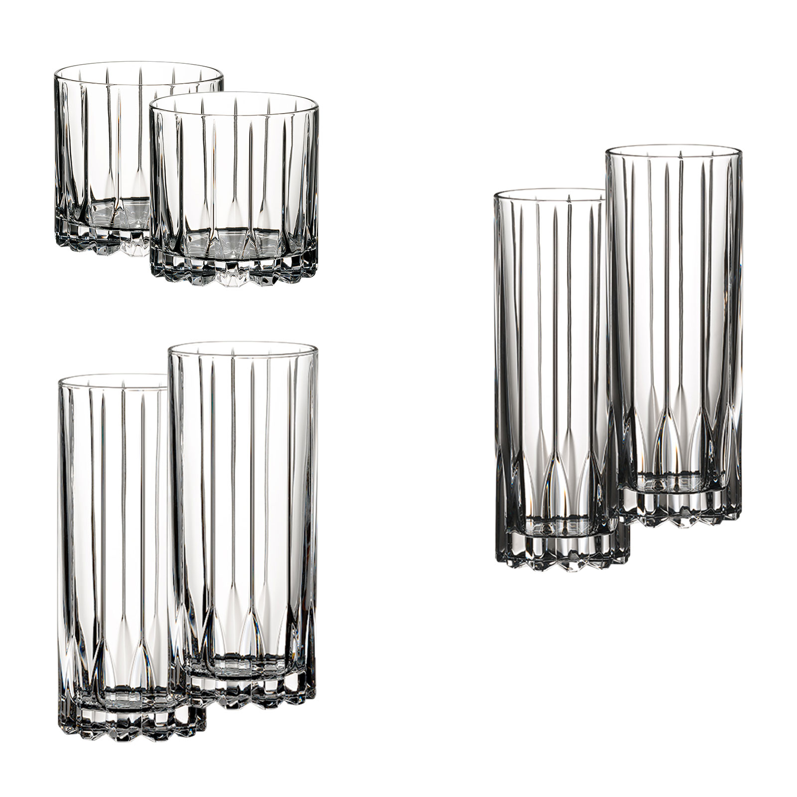 Riedel Bar DSG Fizz Glas 2er Set + Riedel Bar DSG Highball Glas 2er Set + Riedel Bar DSG Rocks Glas 2er Set