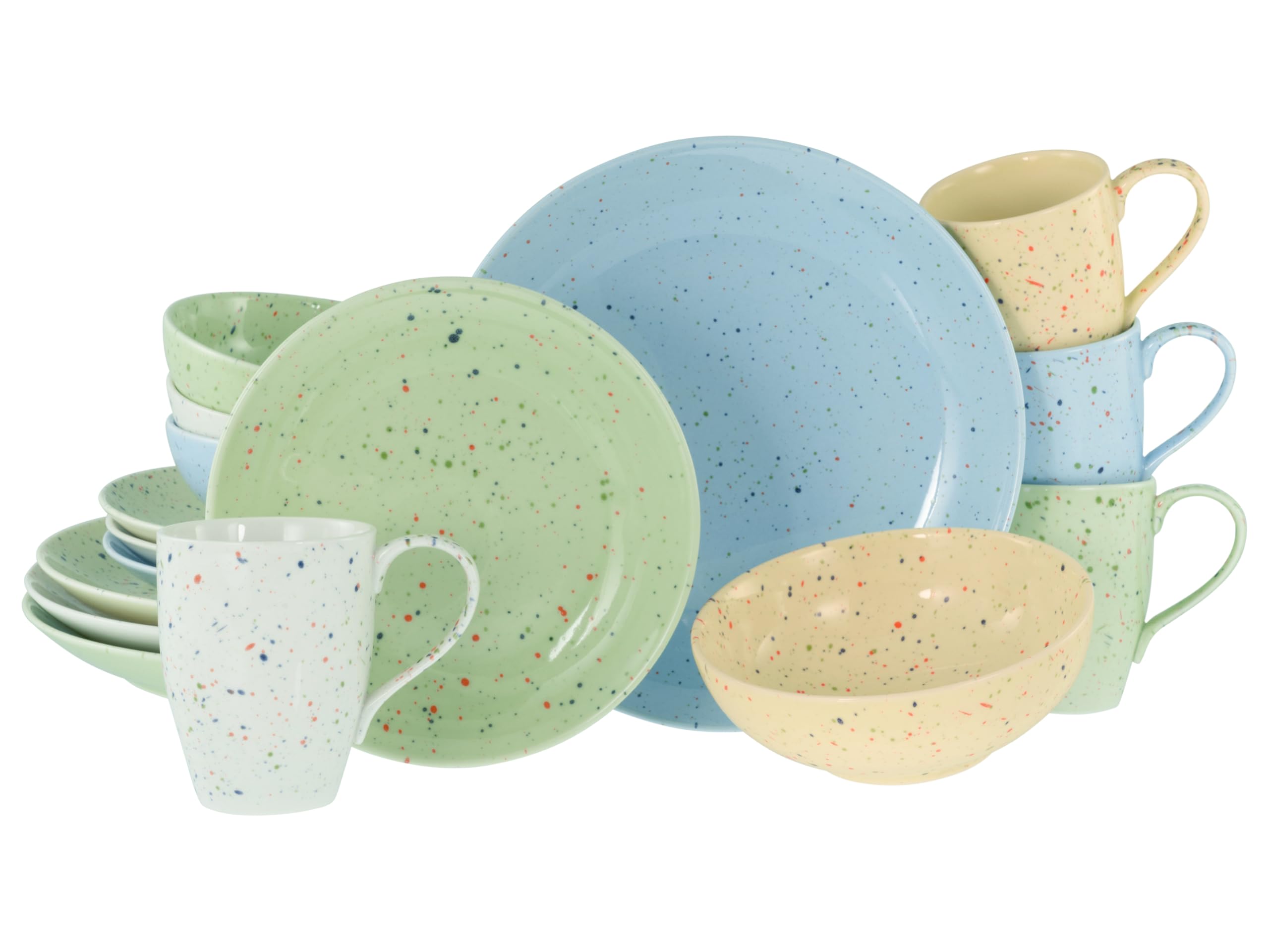 CreaTable, 24280, Serie Confetti Bunt, 16-teiliges Geschirrset für 4 Personen