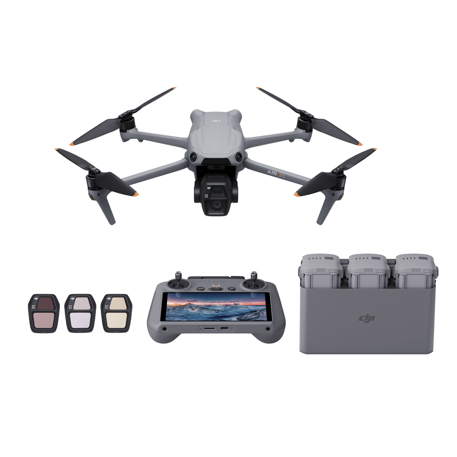 dji Air 3S Fly More Combo Drohne mit Kamera und RC 2 Fernsteuerung