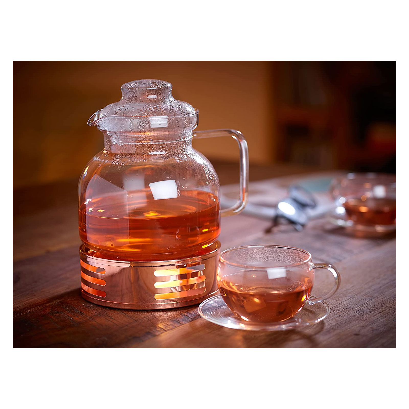 Echtwerk Stövchen, Teestövchen aus Edelstahl, Runder Tee- und Kaffeewärmer, Untersatz für alle handelsüblichen Tee- und Kaffeekannen, 5 x 15 cm