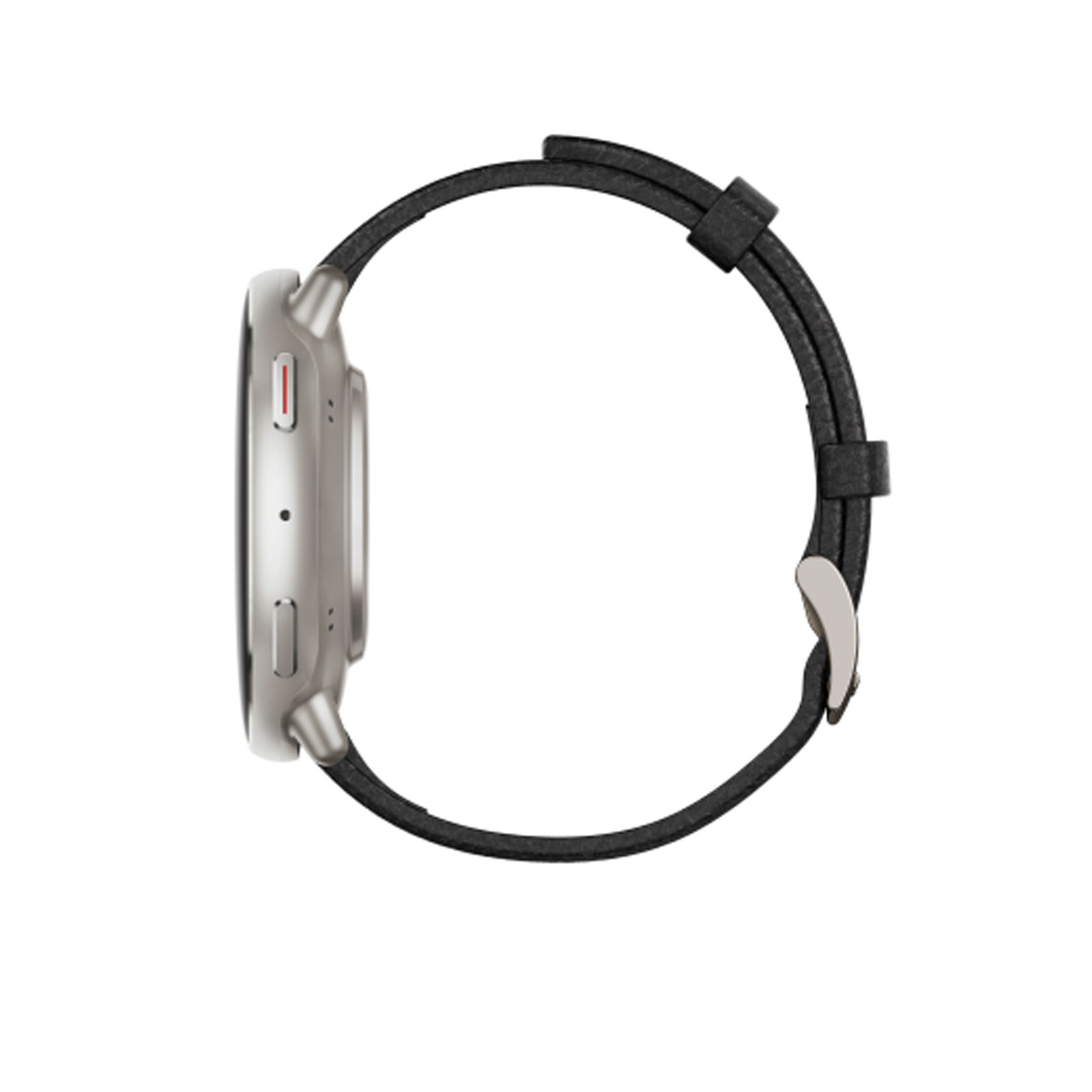 Amazfit Active 2 Round Premium - Black Leather Smartwatch (Herzfrequenzmessung, Schrittzähler)