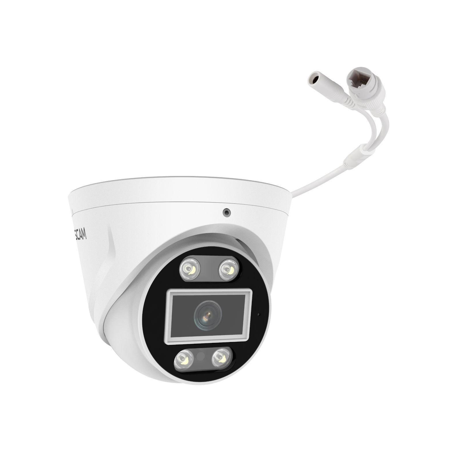 Foscam T8EP, 8 MP PoE-Überwachungskamera mit integriertem Scheinwerfer und Alarmsirene, Schwarz