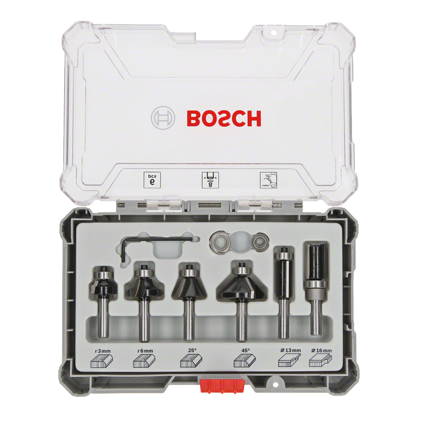 Bosch Professional 6 tlg Trim Edging Set 6mm Schaft Fraeser-Satz Hartmetall