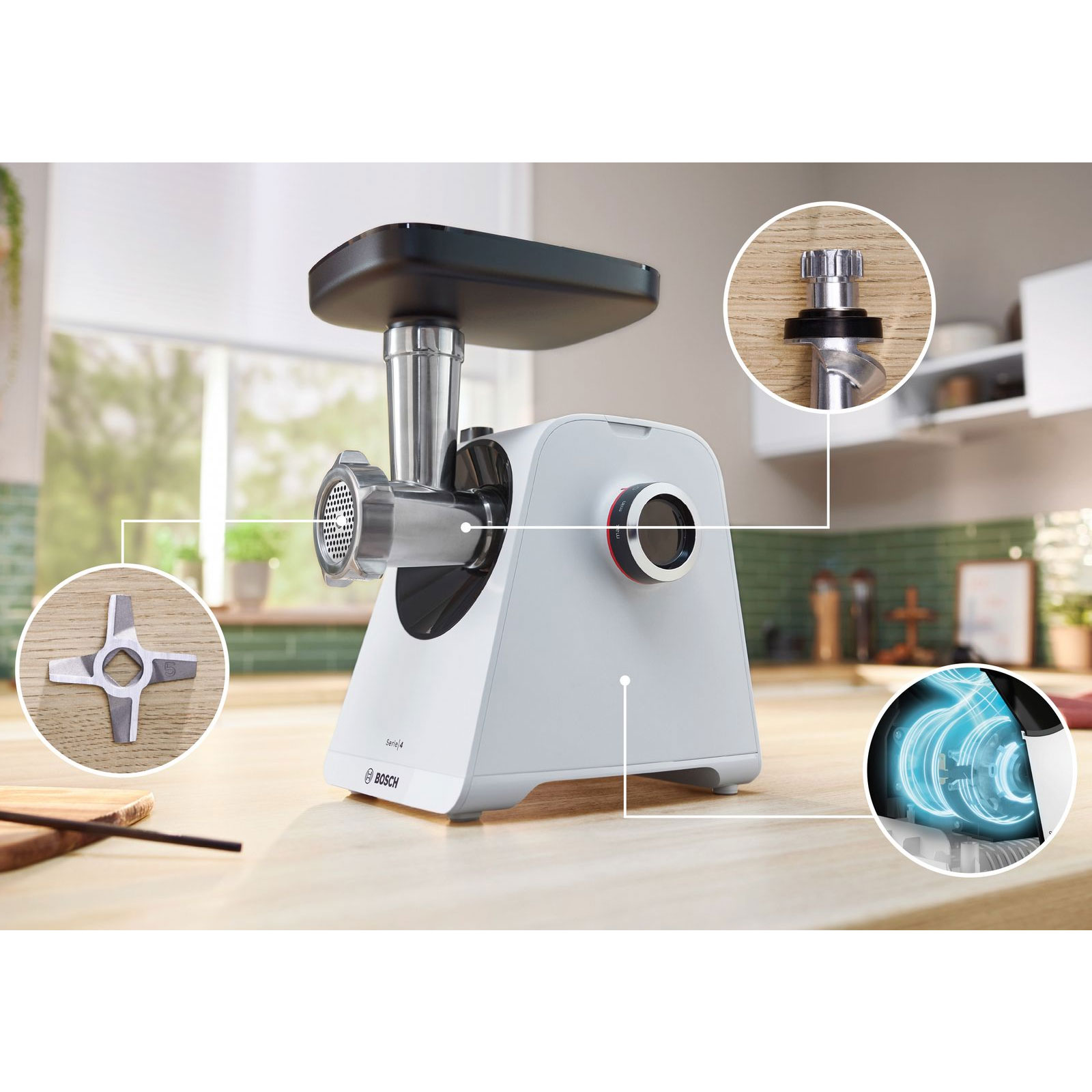 Bosch MFWS420W Fleischwolf Multi Power Serie 4 weiß Bosch MFWS420W Fleischwolf Multi Power Serie 4 weiß