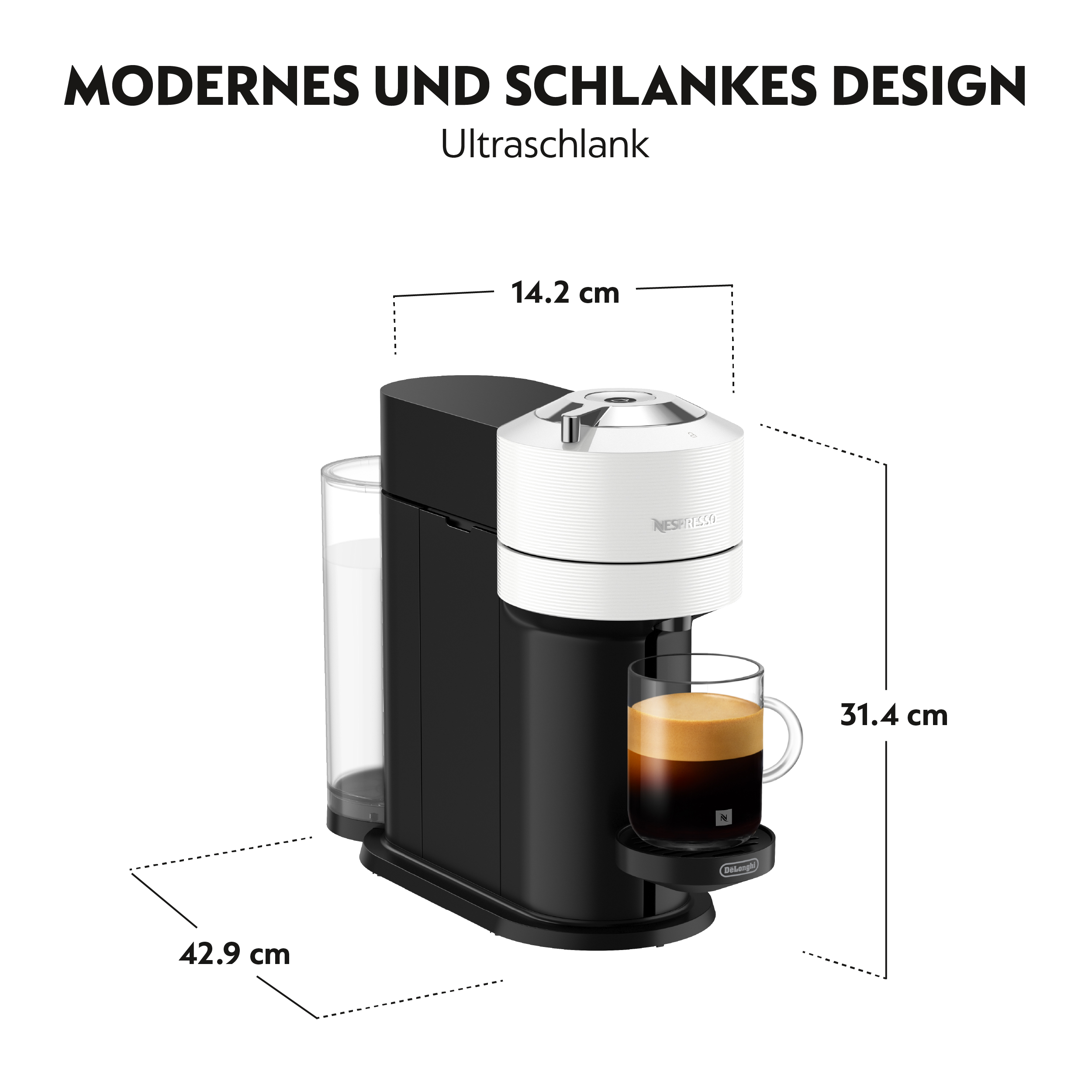 Delonghi ENV120.W VertuoNext Basic + Nespresso Aeroccino 3 Milchaufschäumer