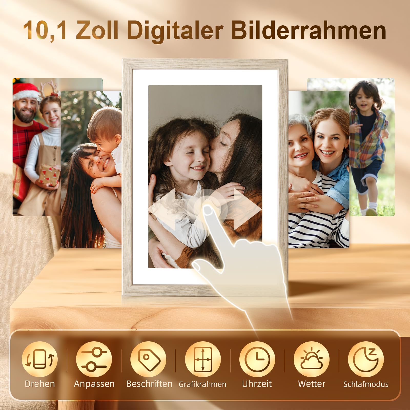 ROLLEI Smart Frame WiFi 108 Holzoptik Fichte Digitaler Bilderrahmen