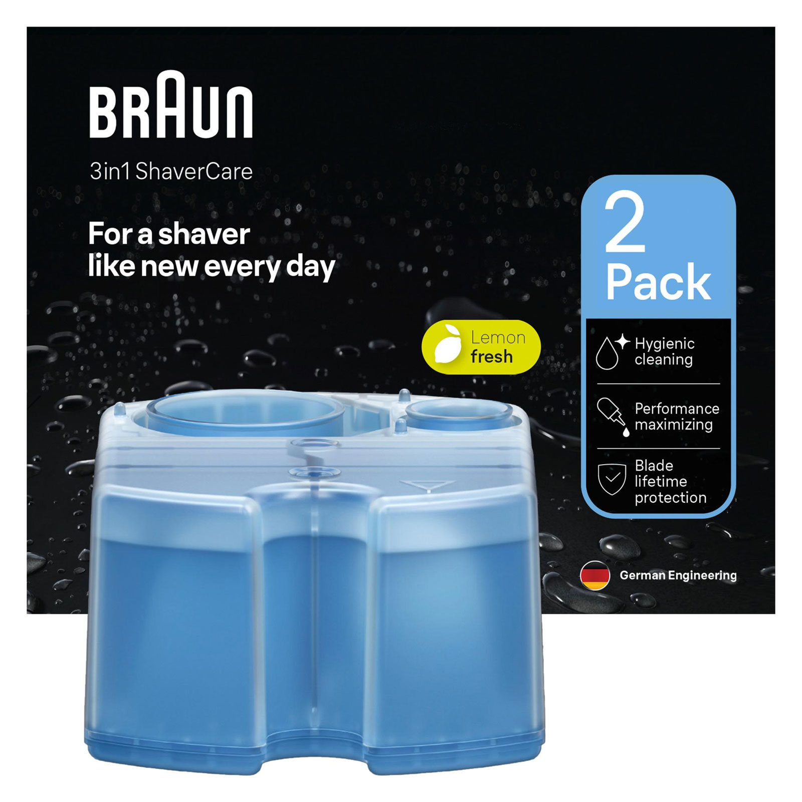 BRAUN 3-in-1 ShaverCare Reinigungskartuschen für Reinigungsstationen, 2er Pack