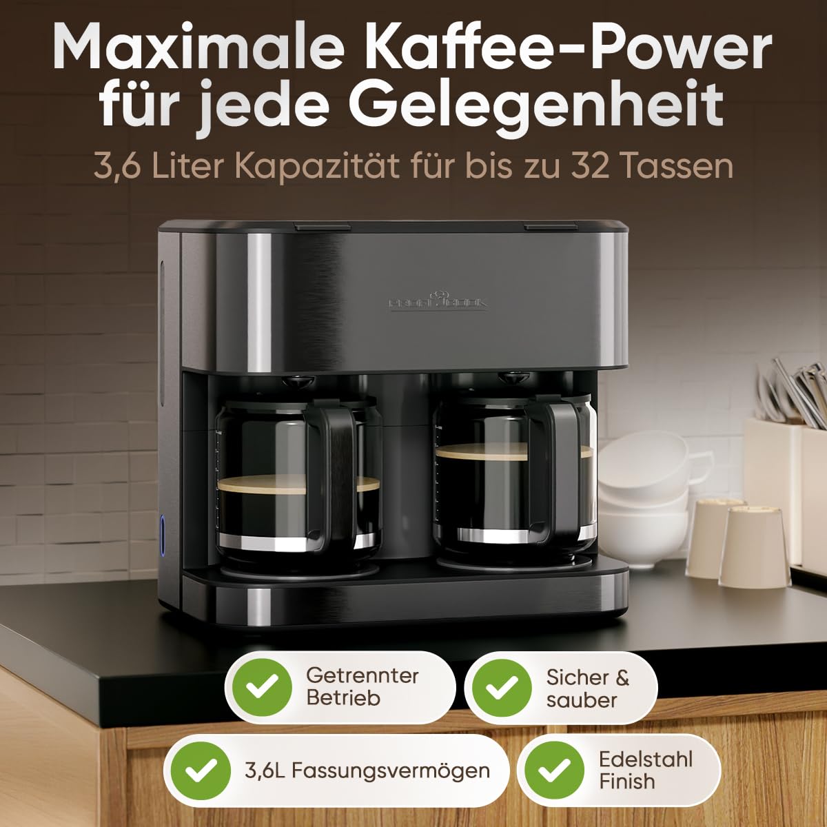 ProfiCook® Doppel Kaffeemaschine | 3,6L | bis zu 32 Tassen