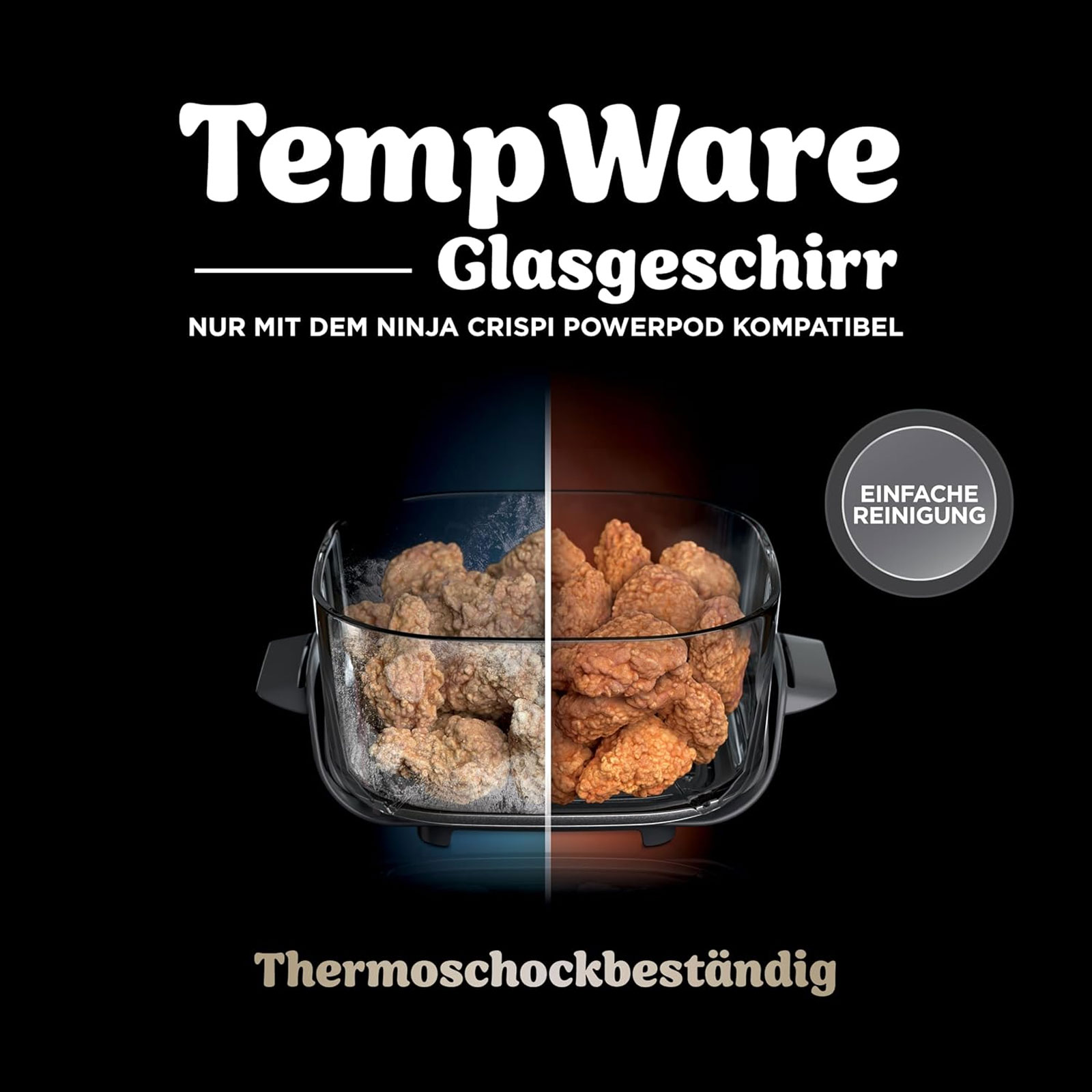 Ninja FN101EUST CRISPi 4-in-1 Tragbare Glas-Heißluftfritteuse, Stone