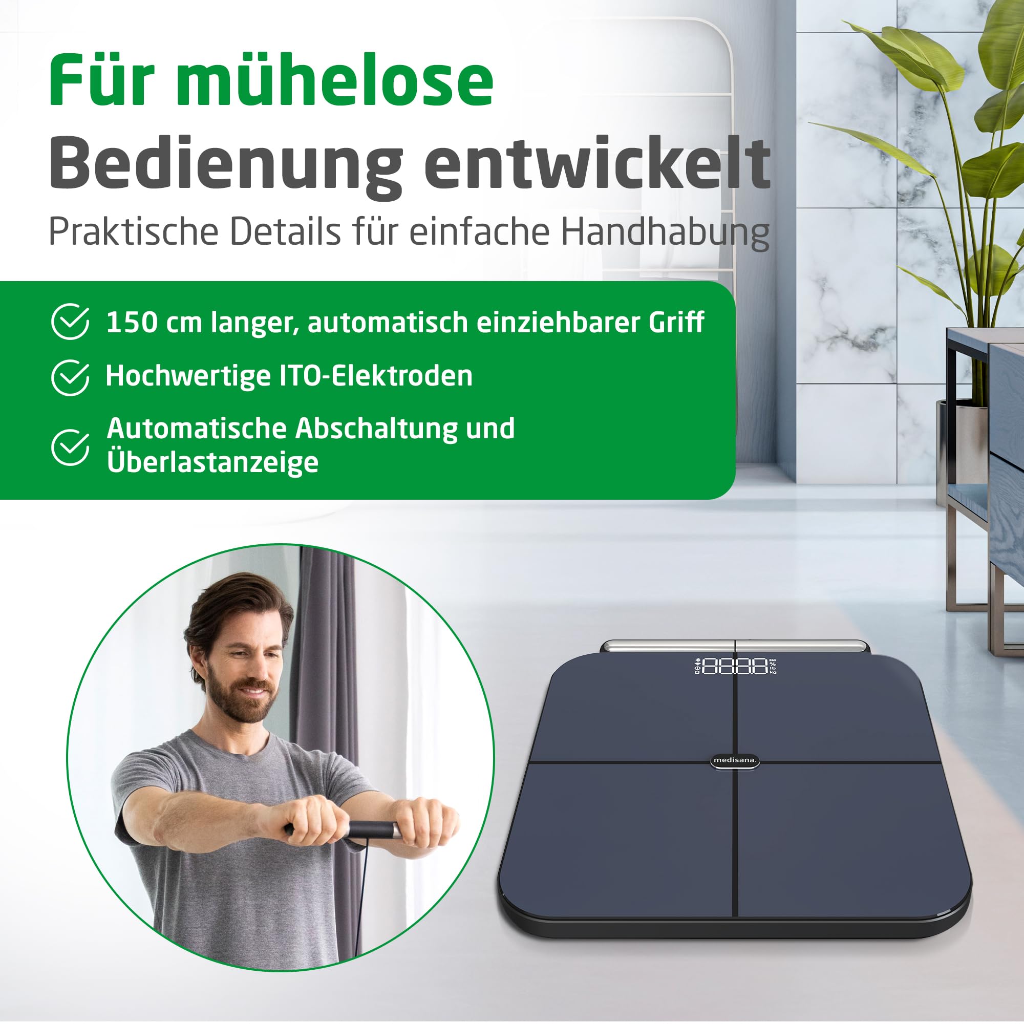 medisana BS 850 connect Körperanalysewaage mit Handsensoren