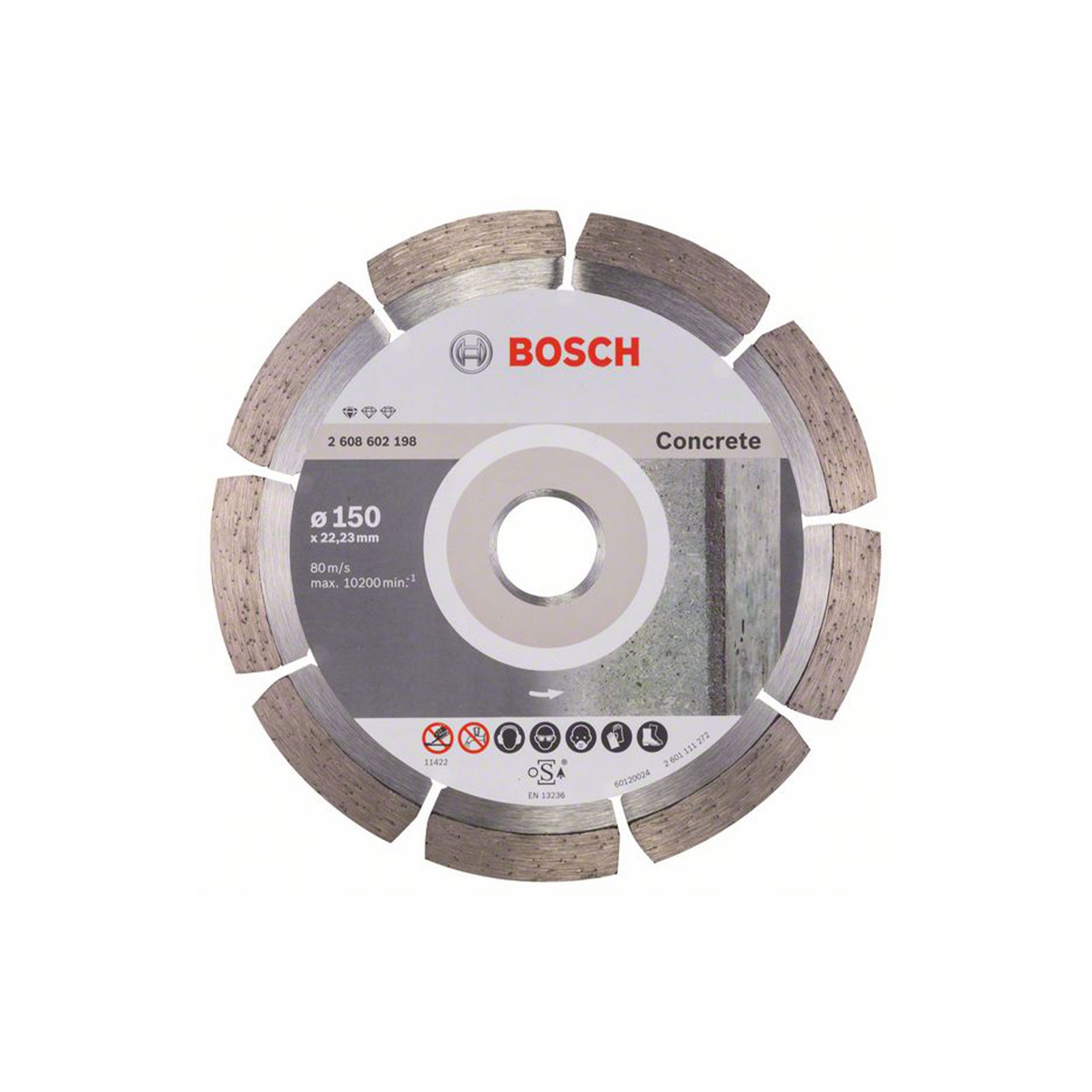 Bosch Professional Diamanttrennscheibe Standard for Concrete, 150 x 22,23 x 2 x 10 mm, 1er-Pack