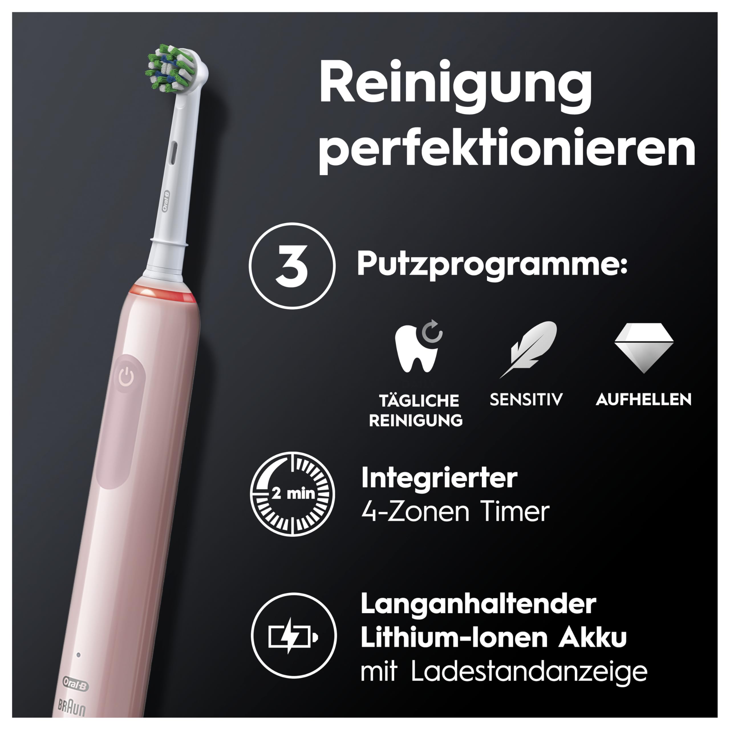 Oral-B Pro Series 3 3900 Schwarz/Pink Zahnbürste 2 Handstücke inkl. Ladestation