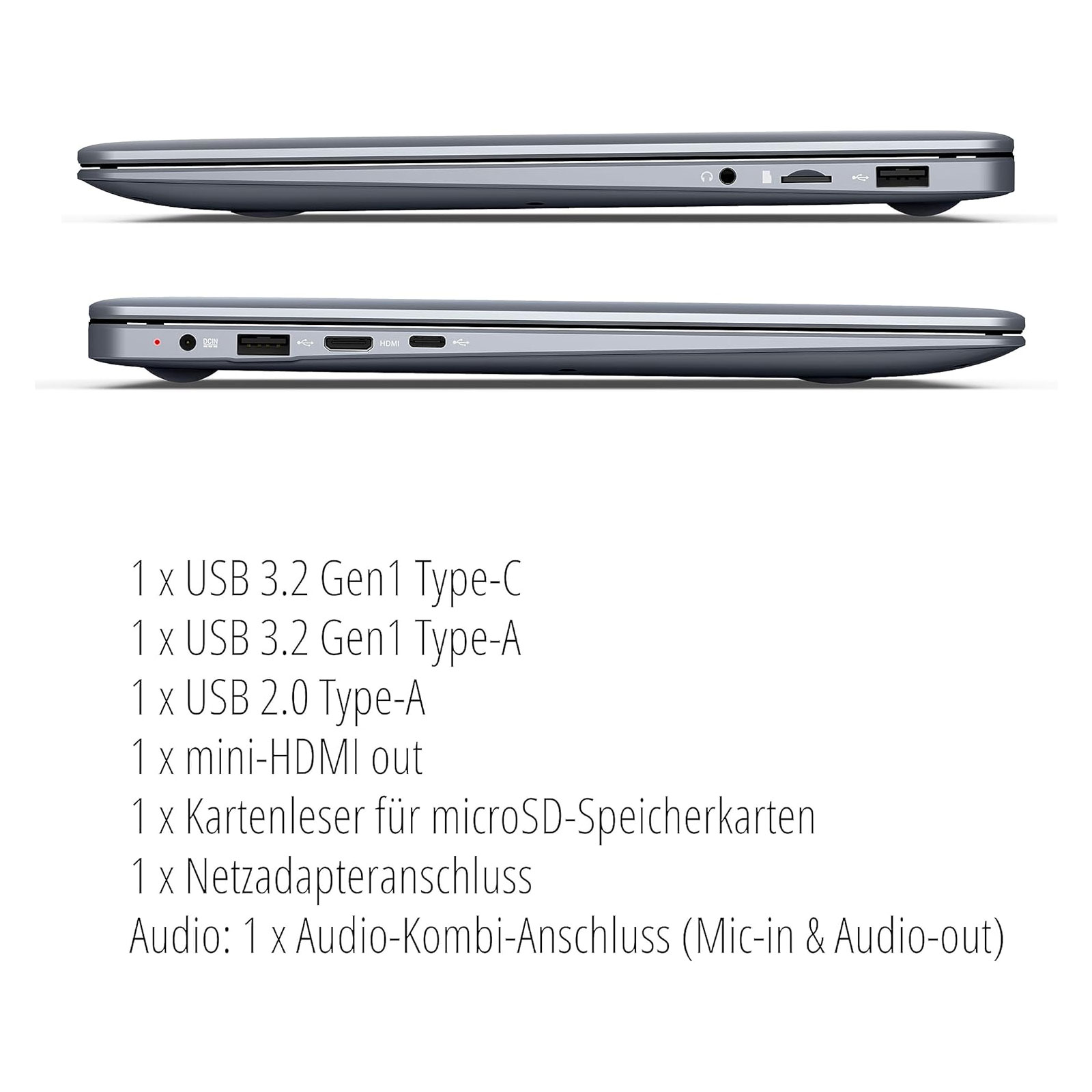 Medion E14223 (MD62560), Grau, 14 Zoll, Full HD, Intel Celeron N4120, 4 GB, 128 GB Flash, Intel UHD