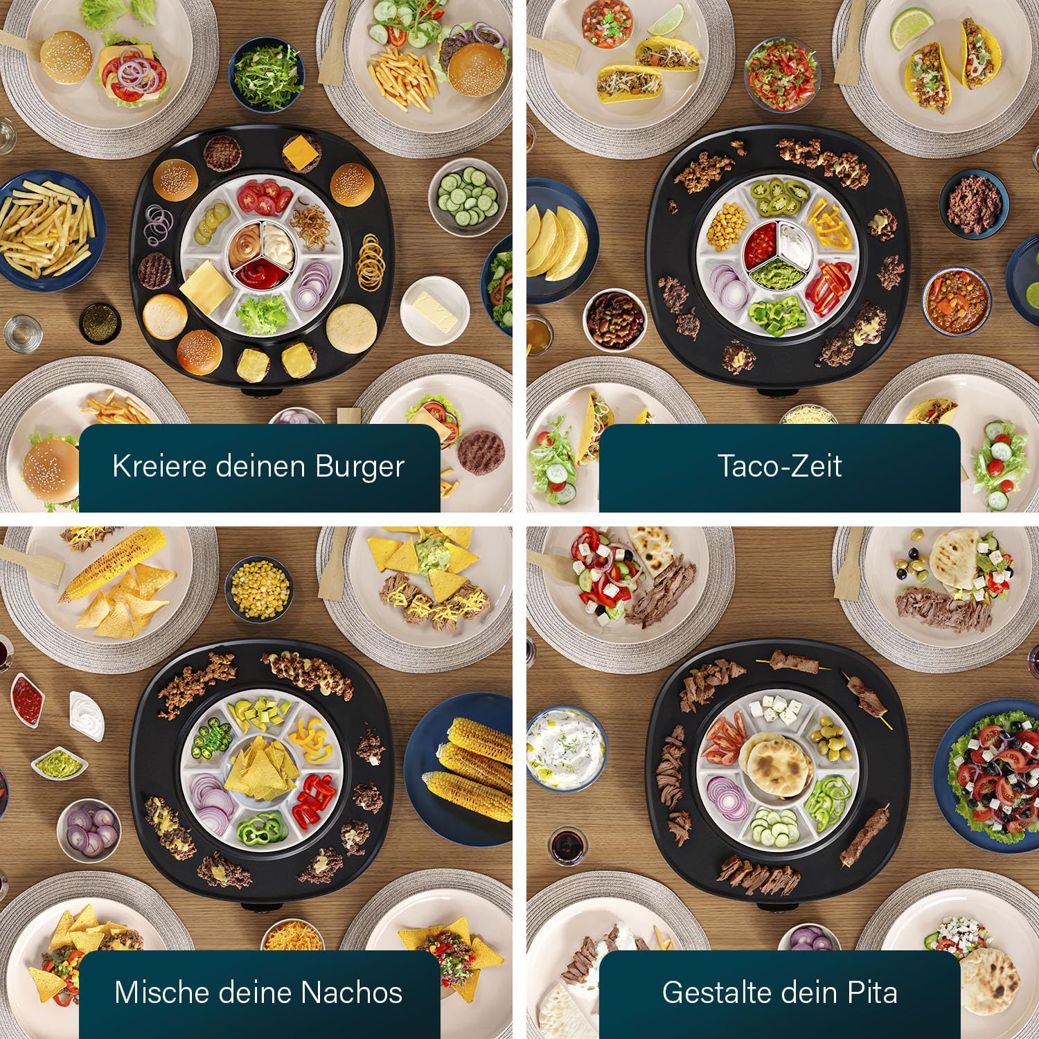 Chef Pirouette Elektro-Plancha mit Drehtablett – 45 x 45 cm Kochfläche