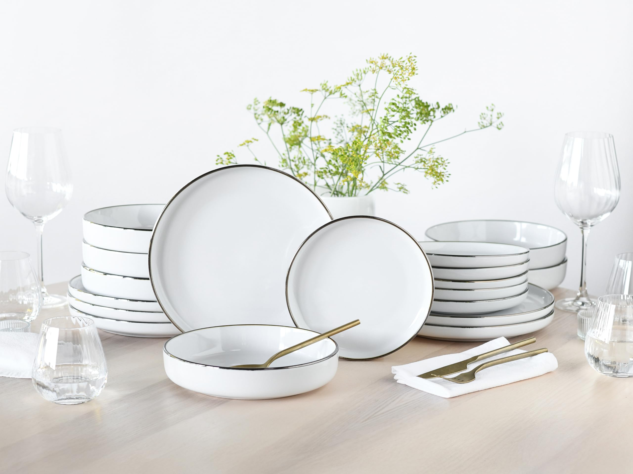 CreaTable 24797 Teller Set Serie Nordic Festive Weiss 18-tlg. 6 Personen