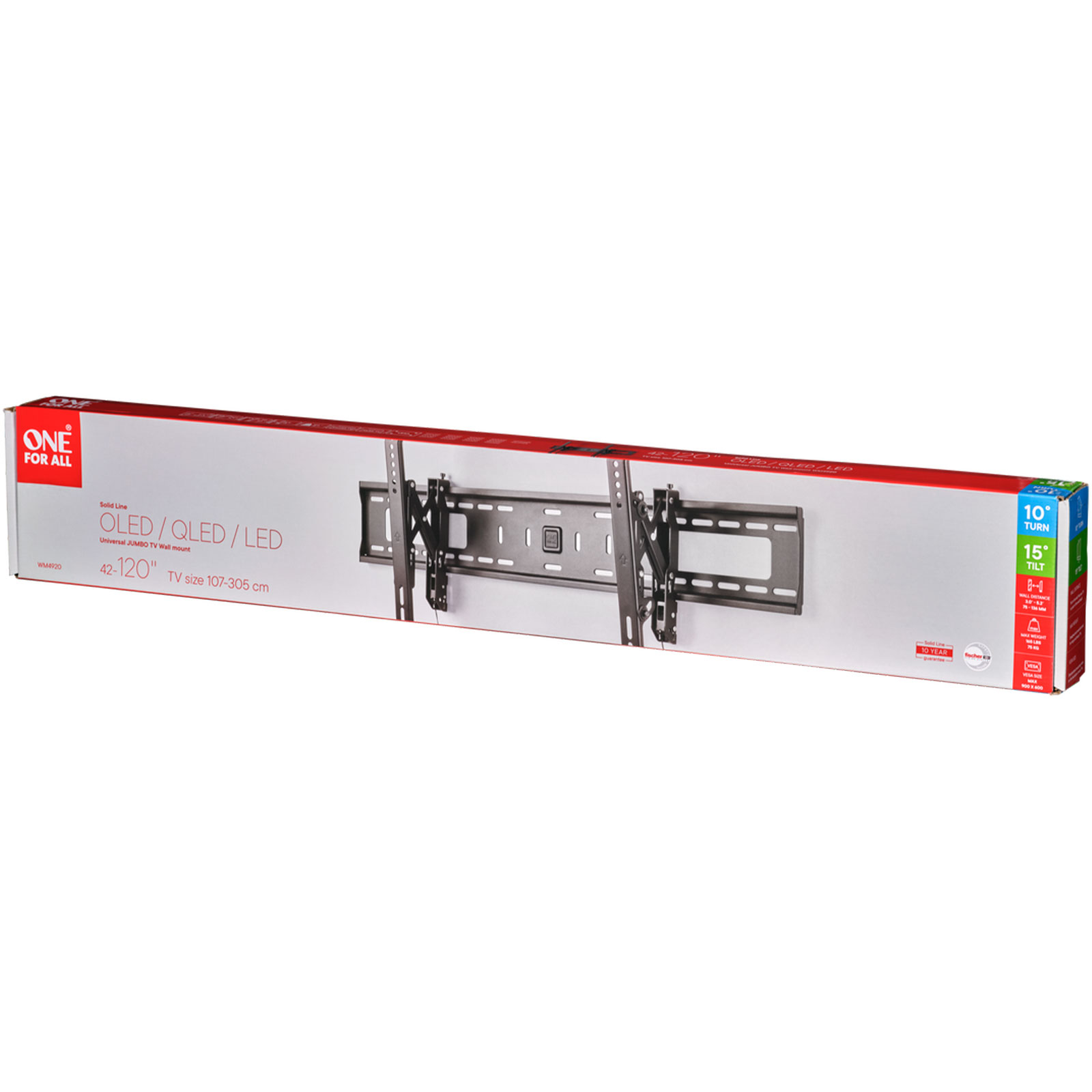 ONE FOR ALL 120 Solid Tilt & Forward XL WM 4920 TV-Wandhalterung (neigbar, schwenkbar, geeignet für TVs bis 120 Zoll) ONE FOR ALL 120 Solid Tilt & Forward XL WM 4920 TV-Wandhalterung (neigbar, schwenkbar, geeignet für TVs bis 120 Zoll)