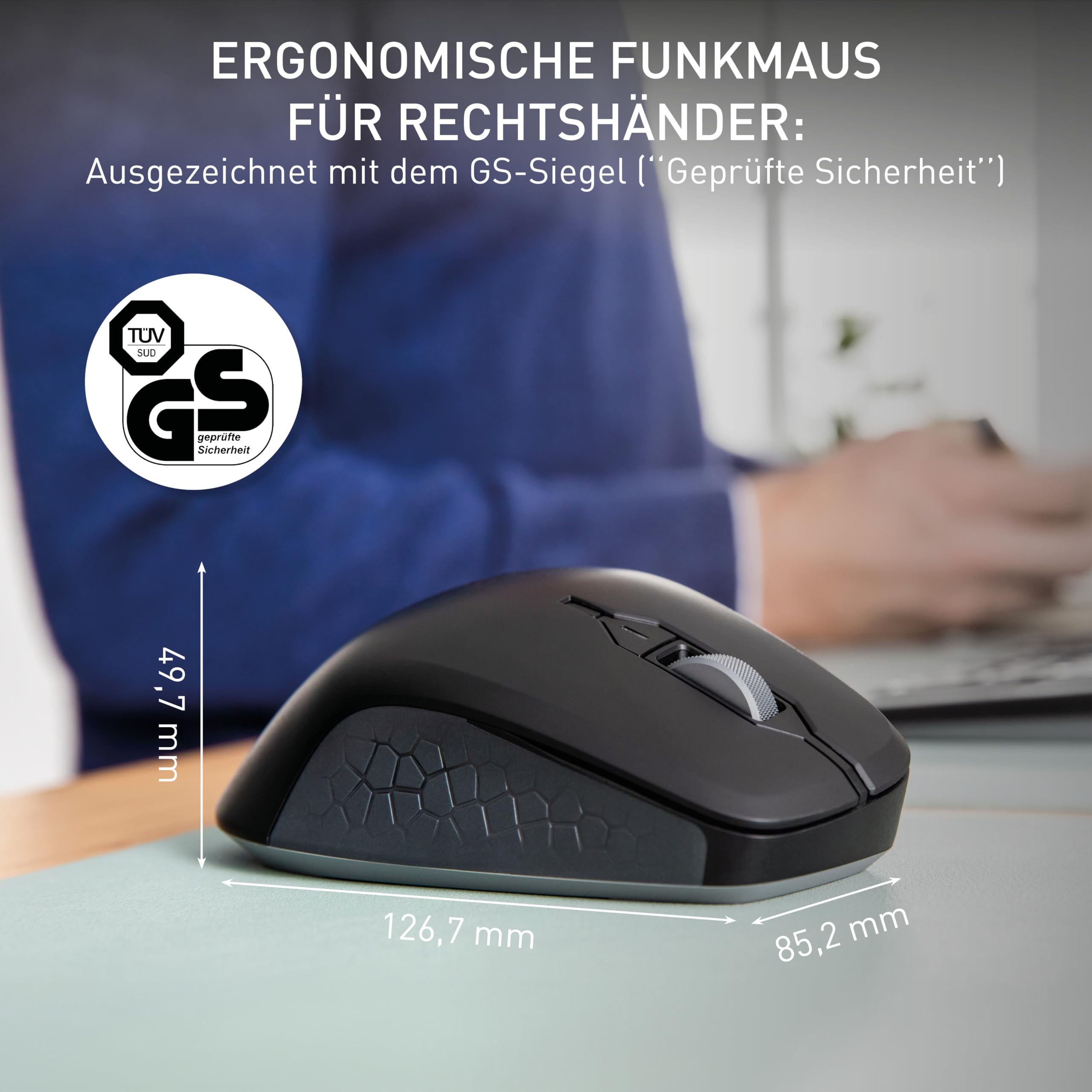 CHERRY STREAM MOUSE COMFORT, Kabellose Ergonomische Maus