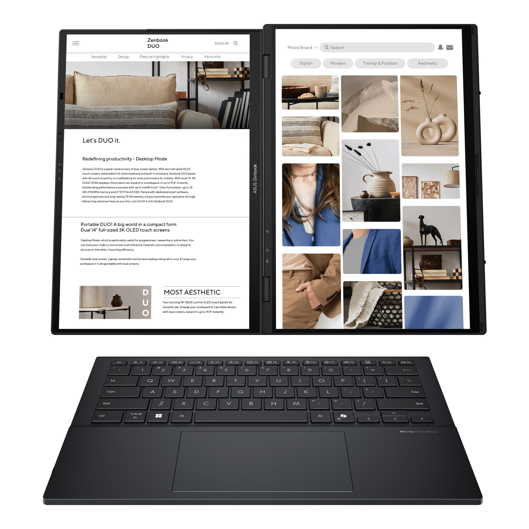 ASUS ZenBook Duo, Schwarz, 14 Zoll, Touch, WUXGA, OLED Notebook